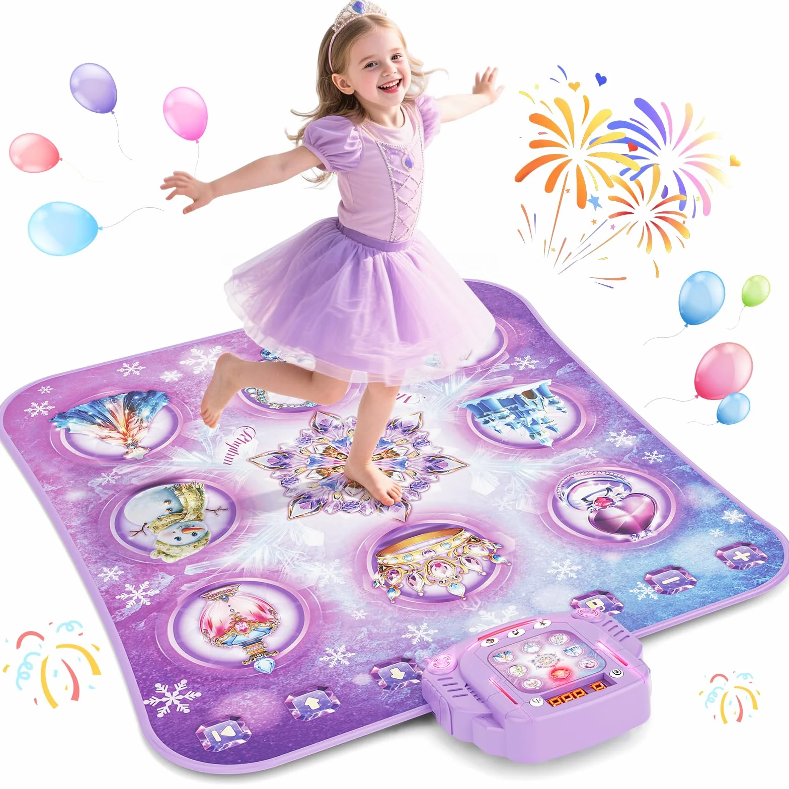 Tappetino da ballo bambini giocattolo regalo bambine,Dance Mat a 8 pulsanti con Bluetooth,4 modalità di gioco,musica integrata,regalo di compleanno e Natale per la principessa viola,età 3 4 5 6-8 anni