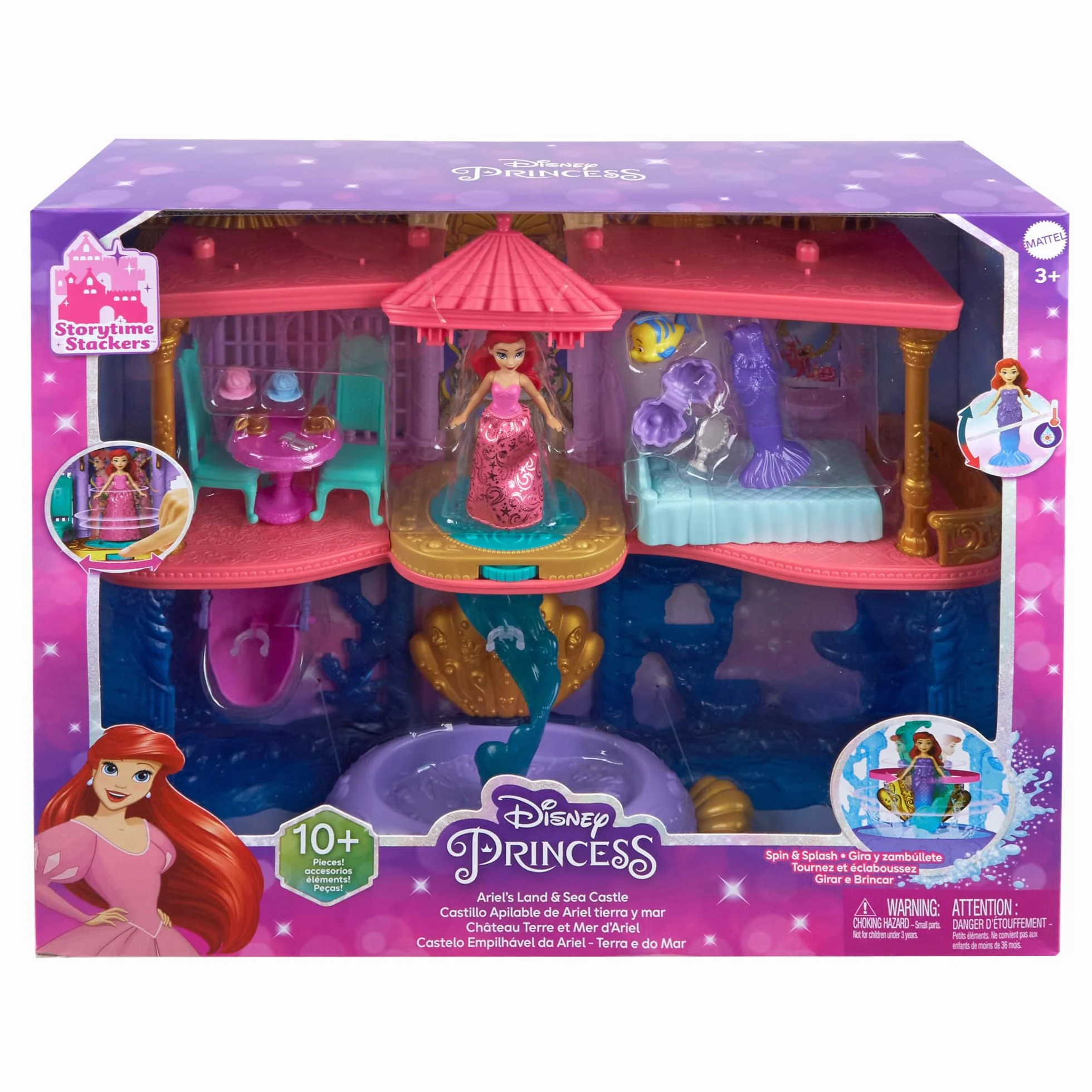 Mattel Disney Princess - Il Castello dei Due Mondi di Ariel, Set componibile Ispirato al Film, Mini Bambola e 1 Amico, 12 Accessori, 6 Aree Gioco e Piscina, Giocattolo per Bambini, 3+ Anni, HLW95