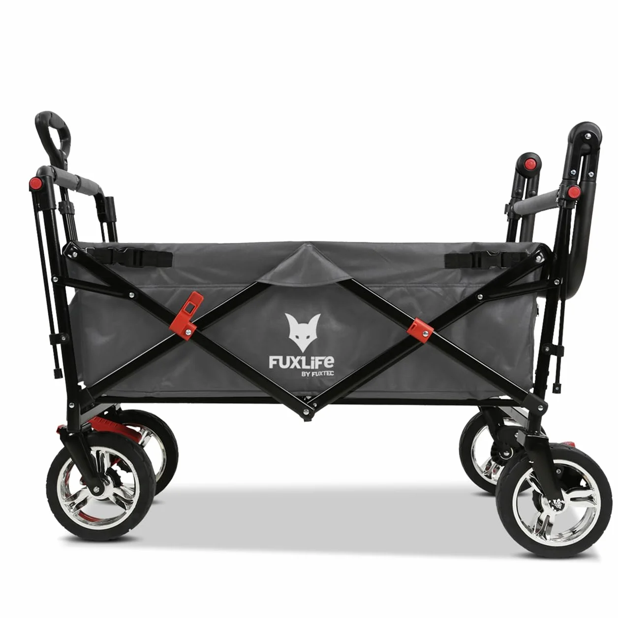 FUXLIFE Carrello Pieghevole - Compact - FX-CT700 Grigio • Bollerwagen richiudibile per città e viaggi • Salvaspazio con tettuccio parasole • Portata 75 kg