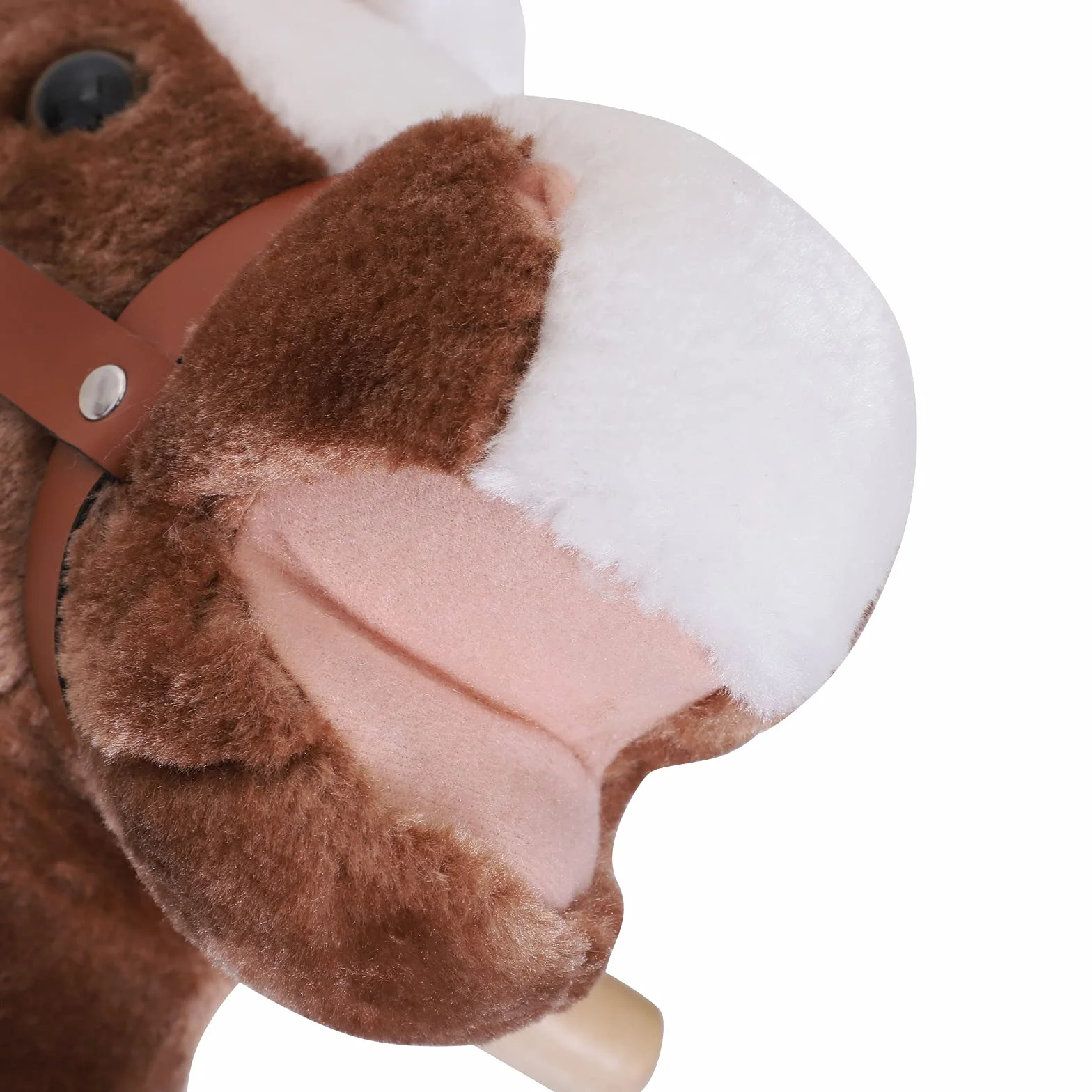 HOMCOM Cavallo a Dondolo per Bambini in Legno, Giocattolo Cavalcabile per Bambini in Peluche, 74x33x62 cm, Marrone