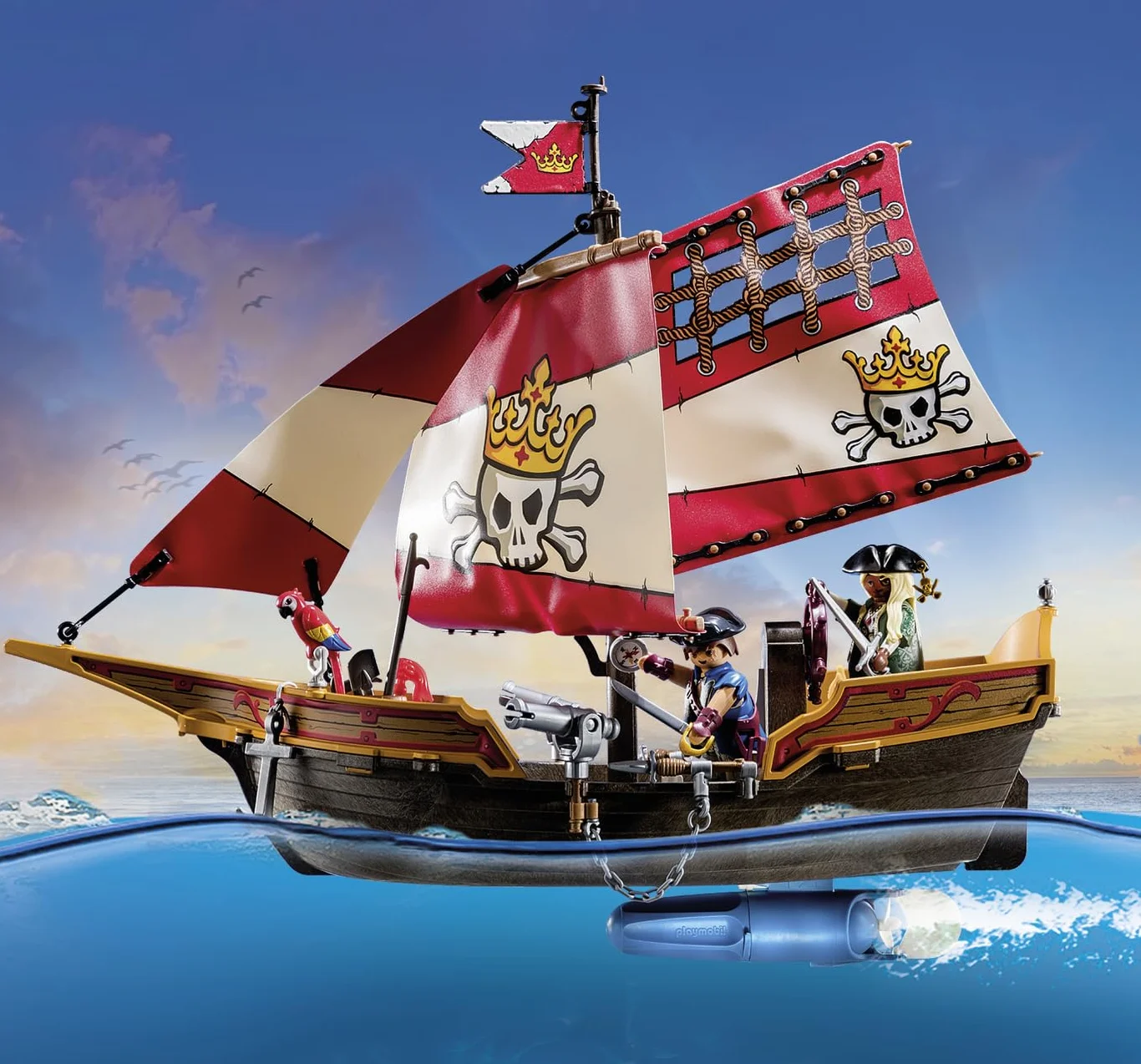 PLAYMOBIL Pirates 71418 Nave Pirata, emozionanti Avventure piratesche, playset con Molti Accessori Come Un telescopio, Una Bussola e cannoni, Giocattolo per Bambini dai 4 Anni in su
