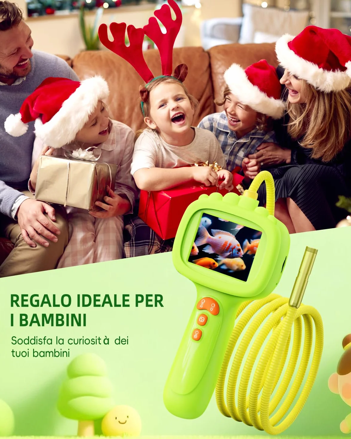 Endoscopio per bambini, Camera bambini 1080P, Gioco STEM per esplorazione all'aperto, giardino, campeggio e natura, Migliori regali di compleanno per ragazzi e ragazze di 4, 5, 6, 7, 8, 9, 10 anni