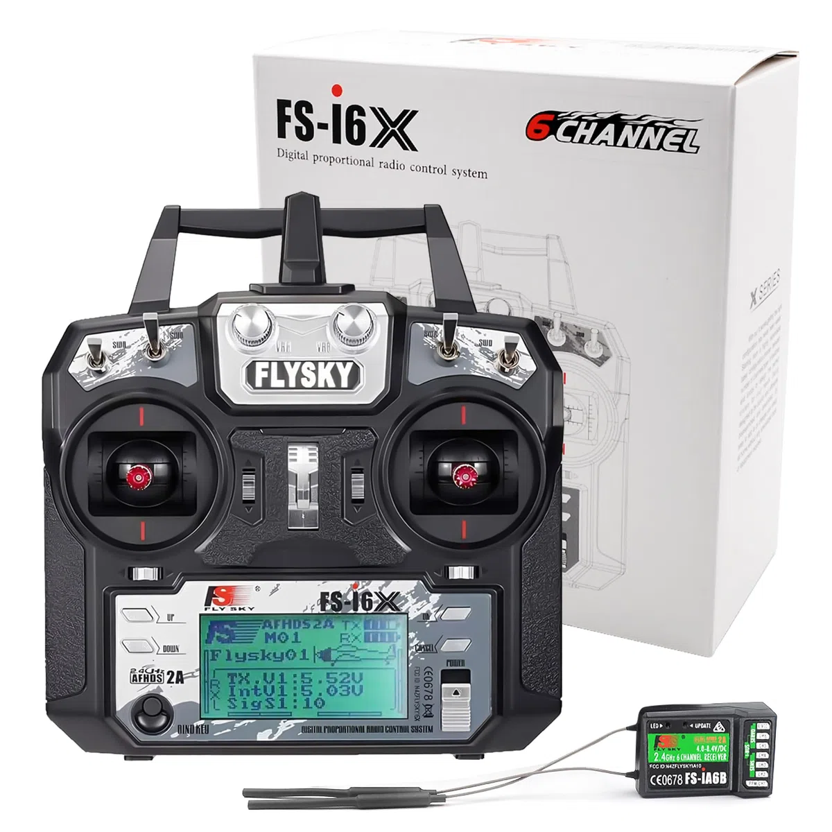 Flysky FS-i6X Trasmettitore RC con ricevitore FS-iA6B 2.4GHz AFHDS 2A Radio Controller per RC Quadcopter FPV Racing Drone ad ala fissa RC auto barca (modalità 2)