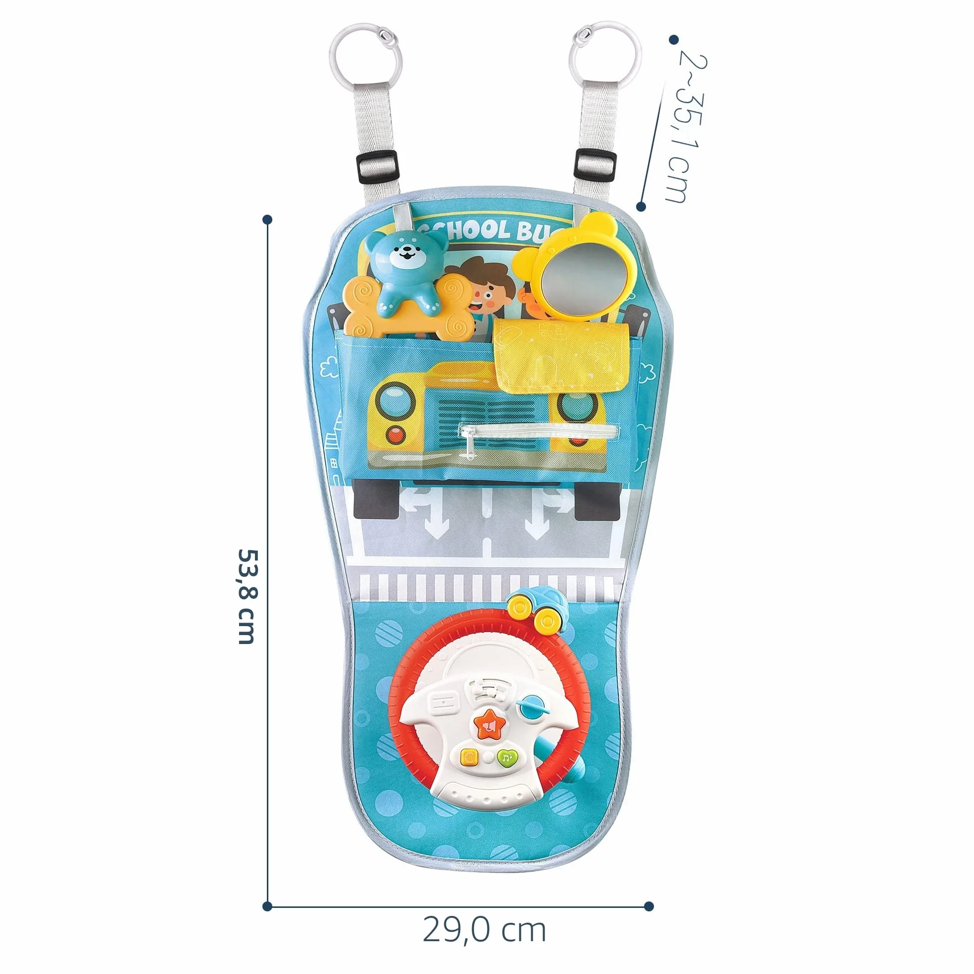 caterbee Giocattoli per Auto per Bambini con Centro del Volante per Giocare e calciare (Volante), 6-36 Mesi