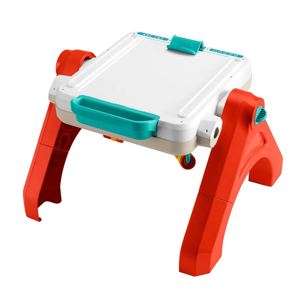 Fisher-Price - Tavolino attività 4 in 1, Pannello interattivo e cavalletto d'Arte, con luci, Suoni e canzoncine, Versione Italiano +ES+in+PT, Giocattolo per Bambini, 6+ Mesi, JGW89