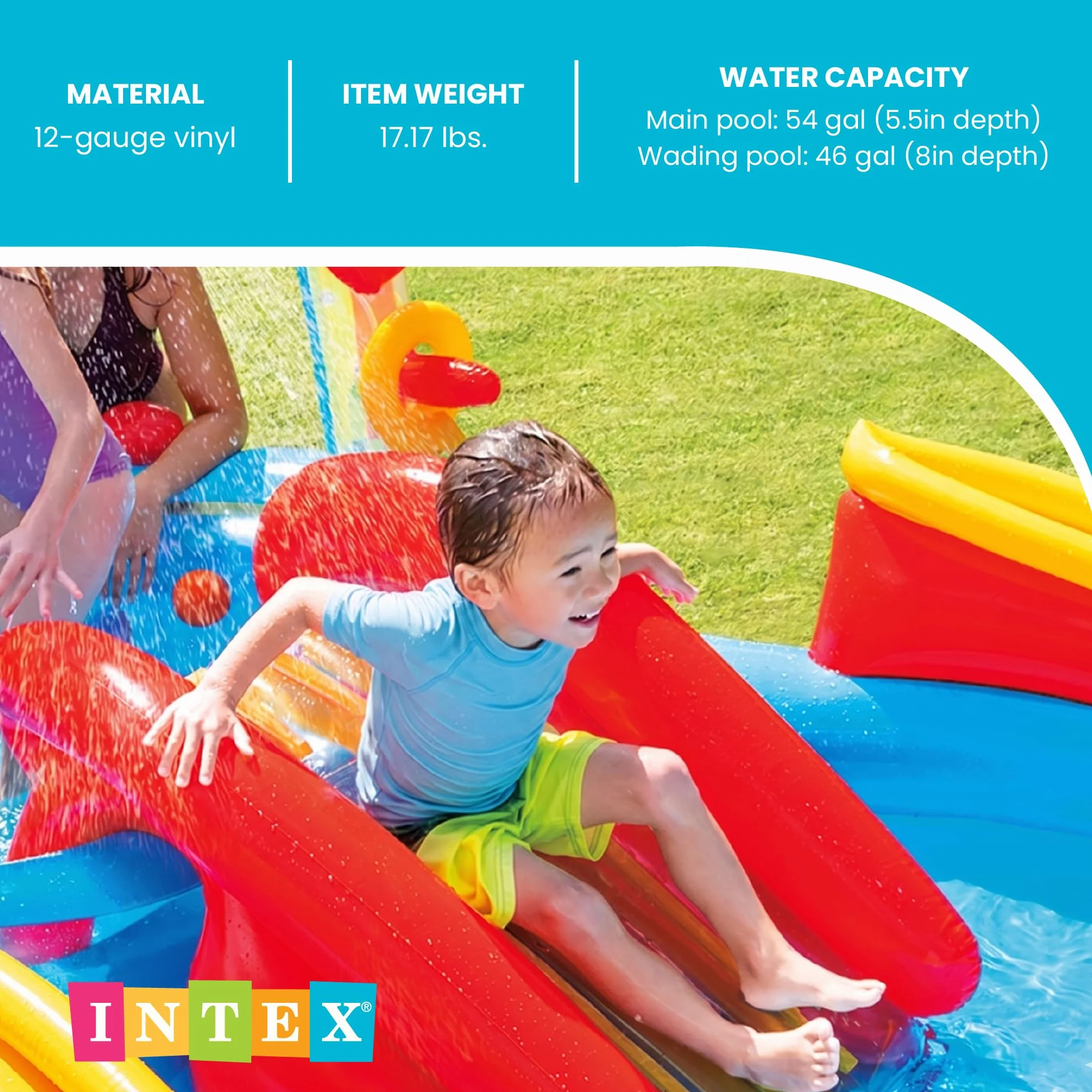 Intex 57453NP- Playground Arcobaleno, 297 x 193 x 135 cm, Blu/Rosso/Giallo
