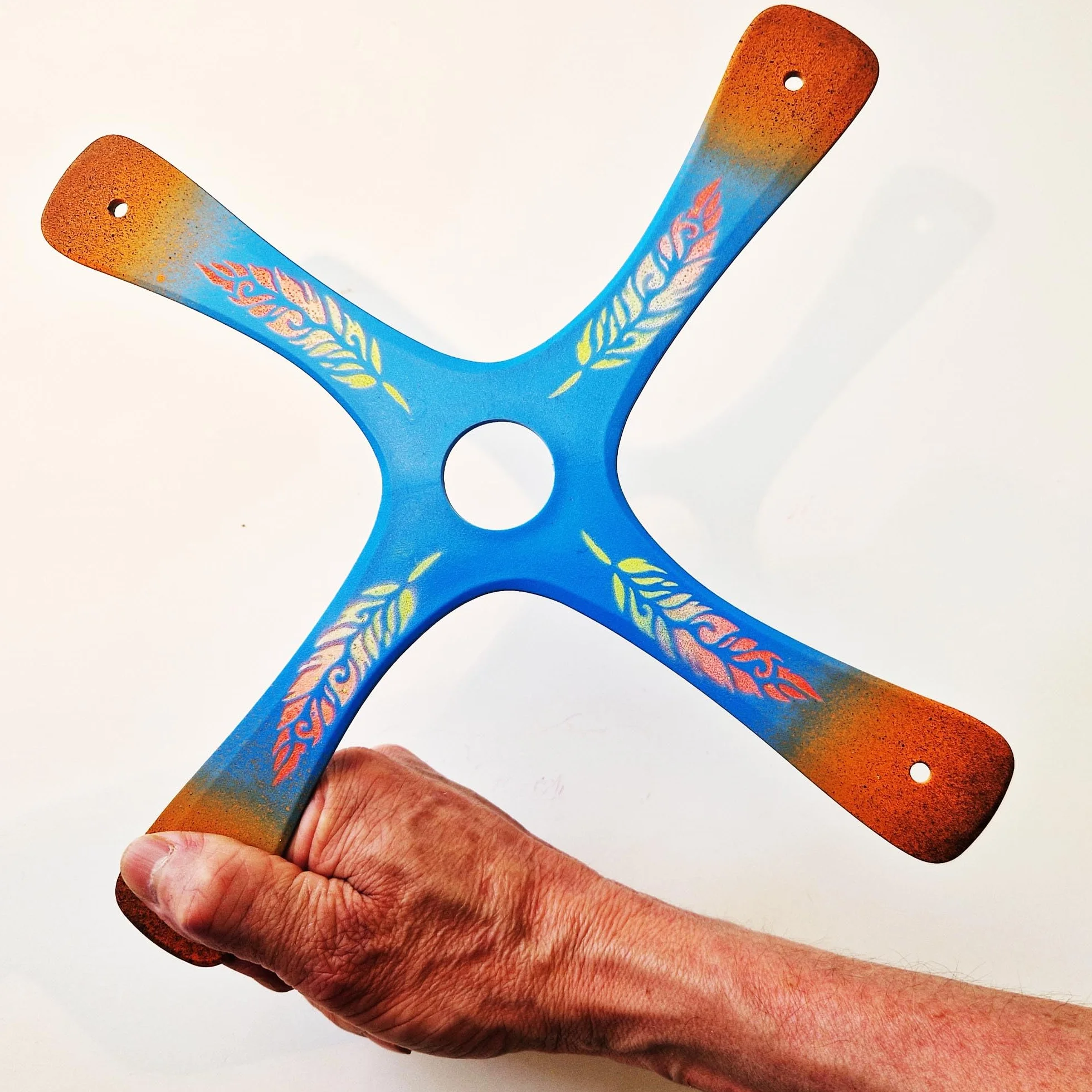 Boomerang S-Quad, Boomerang per principianti o Buon Lanciatore, creato da Il Campione del Mondo, facile da lanciare, sport all'aria aperta, con una portata di 20 metri, attenersi alle linee guida (blu