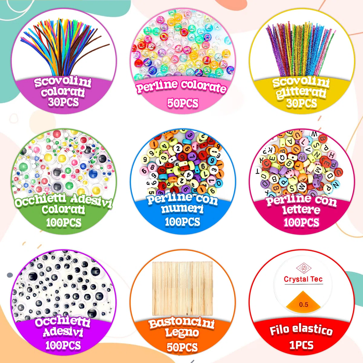 Kit Lavoretti Creativi per Bambini 3000+ Pezzi con Scatola di Archiviazione - Viola