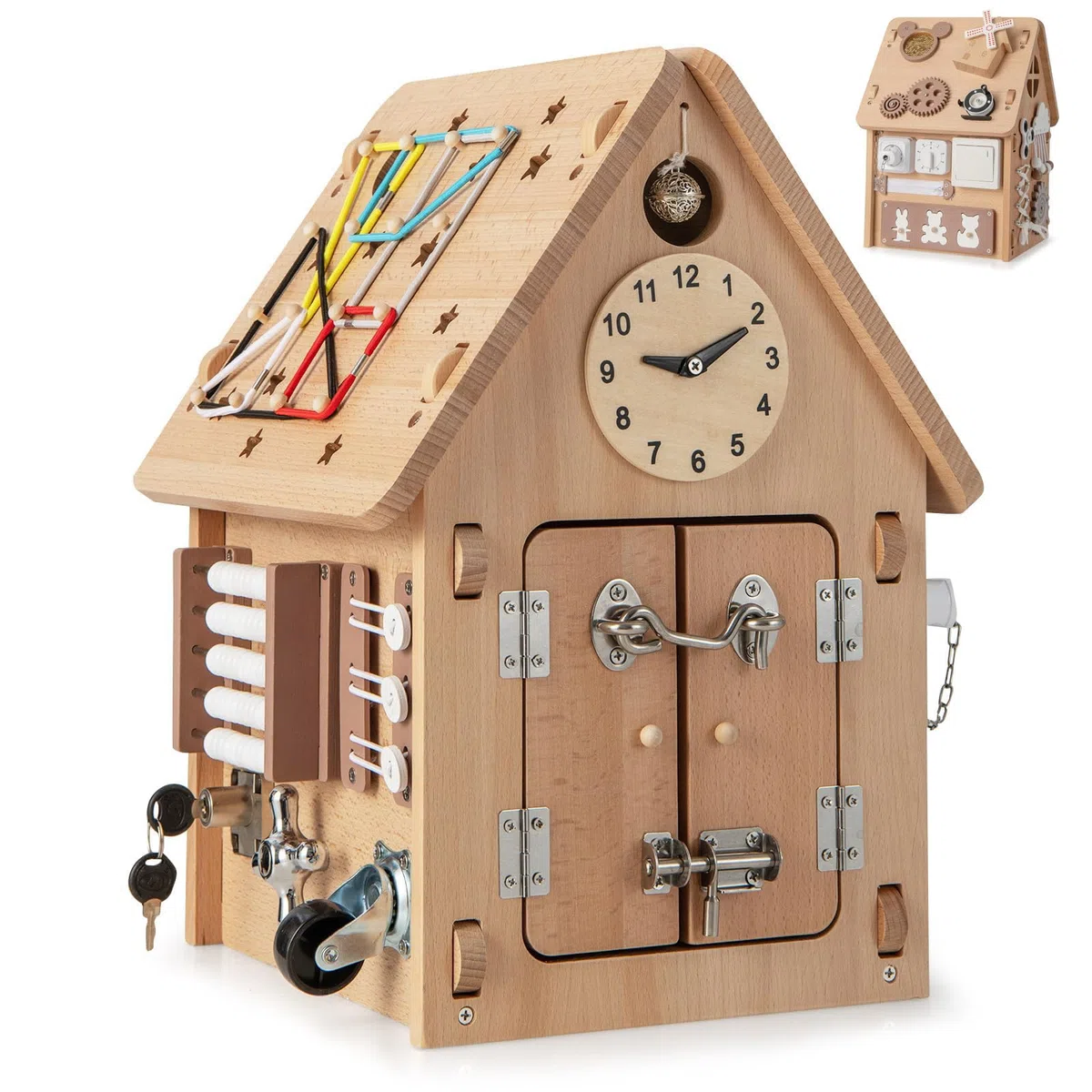 RELAX4LIFE Giochi Montessori Busy House, Casetta Attività Bambini 1-5 Anni