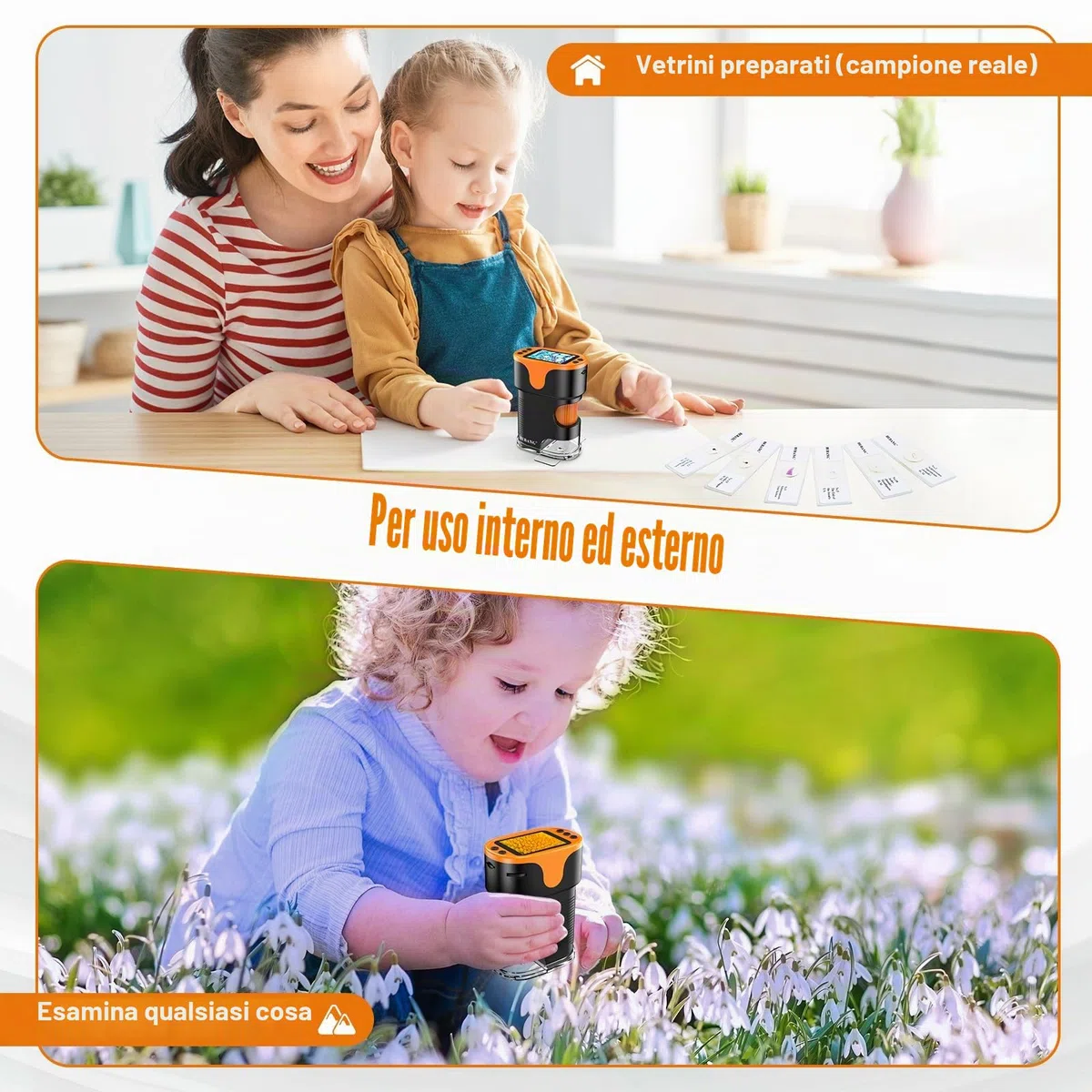 Microscopio per bambini lente d'ingrandimento portatile ragazzi ragazze 4-12