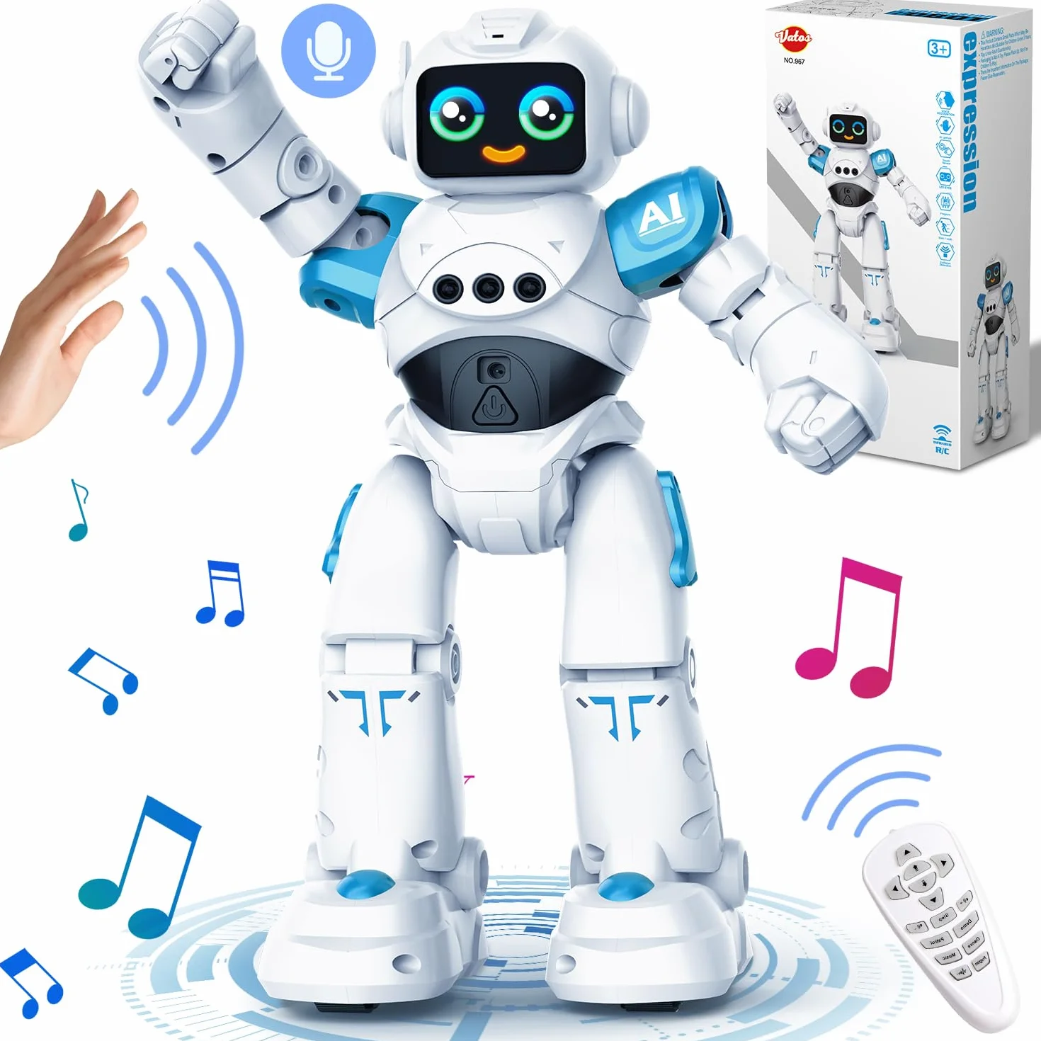 VATOS Robot giocattolo per bambini da 3 a 12 anni - Robot telecomandato programmabile con controllo dei gesti che balla e cammina, robot intelligente per bambini regalo di compleanno
