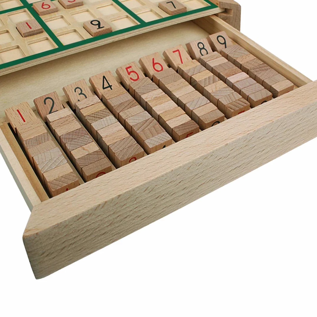 Andux Zona Legno Sudoku Tavola Giochi Con Cassetto SD-02 (Verde)