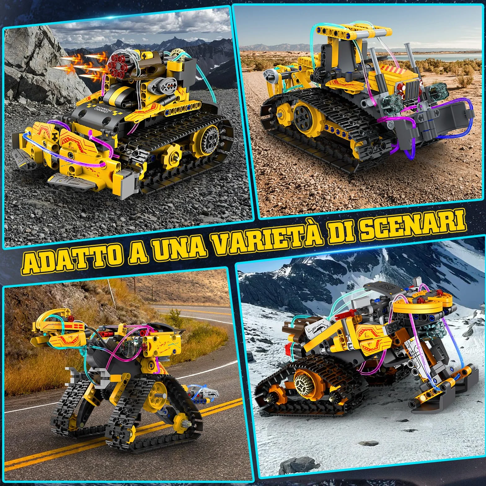 YOOHBERRYS Technic Robot Telecomandati per Bambini, 5-in-1 Kit di Costruzione di Robot Programmabile con App e Telecomando, Regalo Educativo per Ragazzi e Ragazze Dagli 6 ai 12 anni (Giallo)