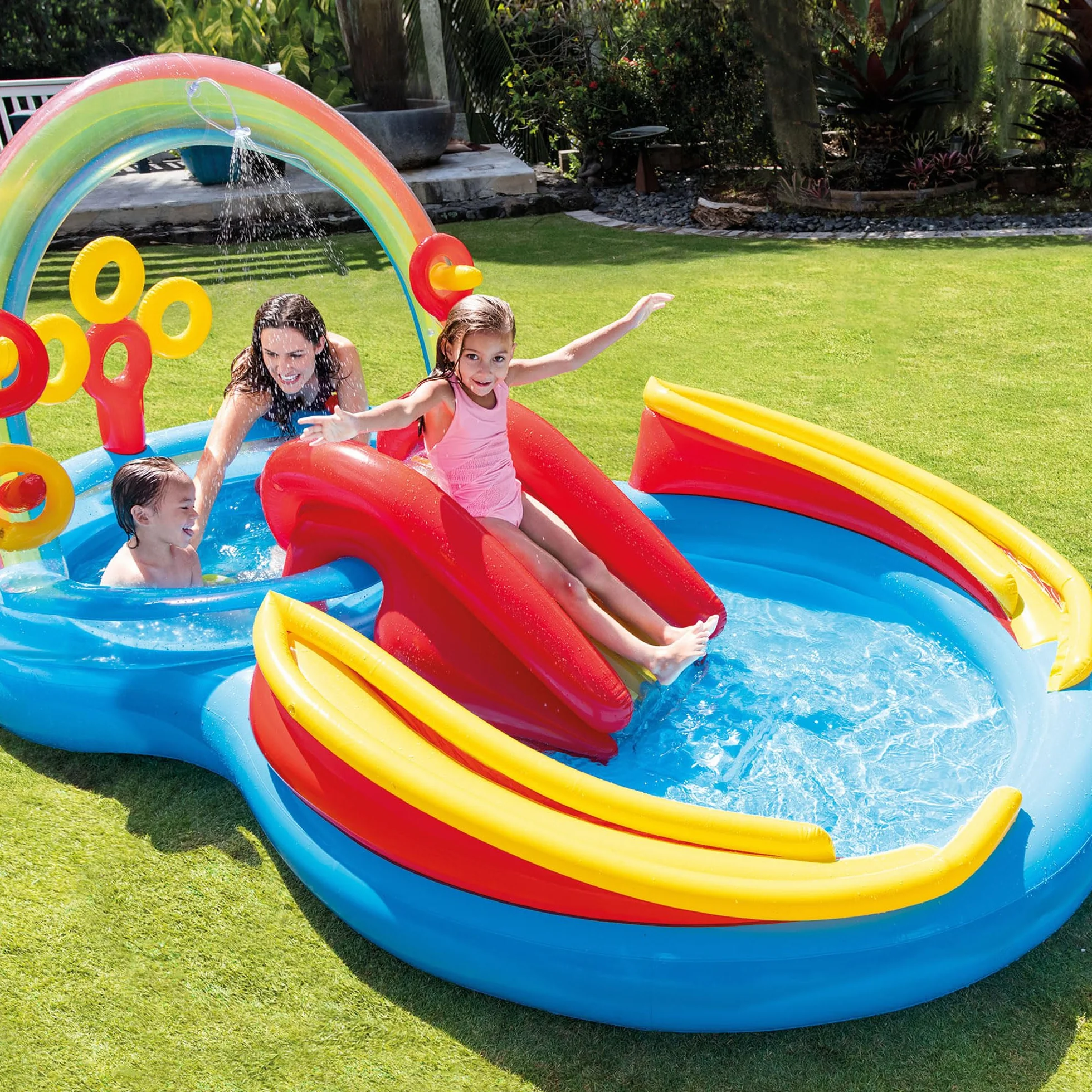 Intex 57453NP- Playground Arcobaleno, 297 x 193 x 135 cm, Blu/Rosso/Giallo