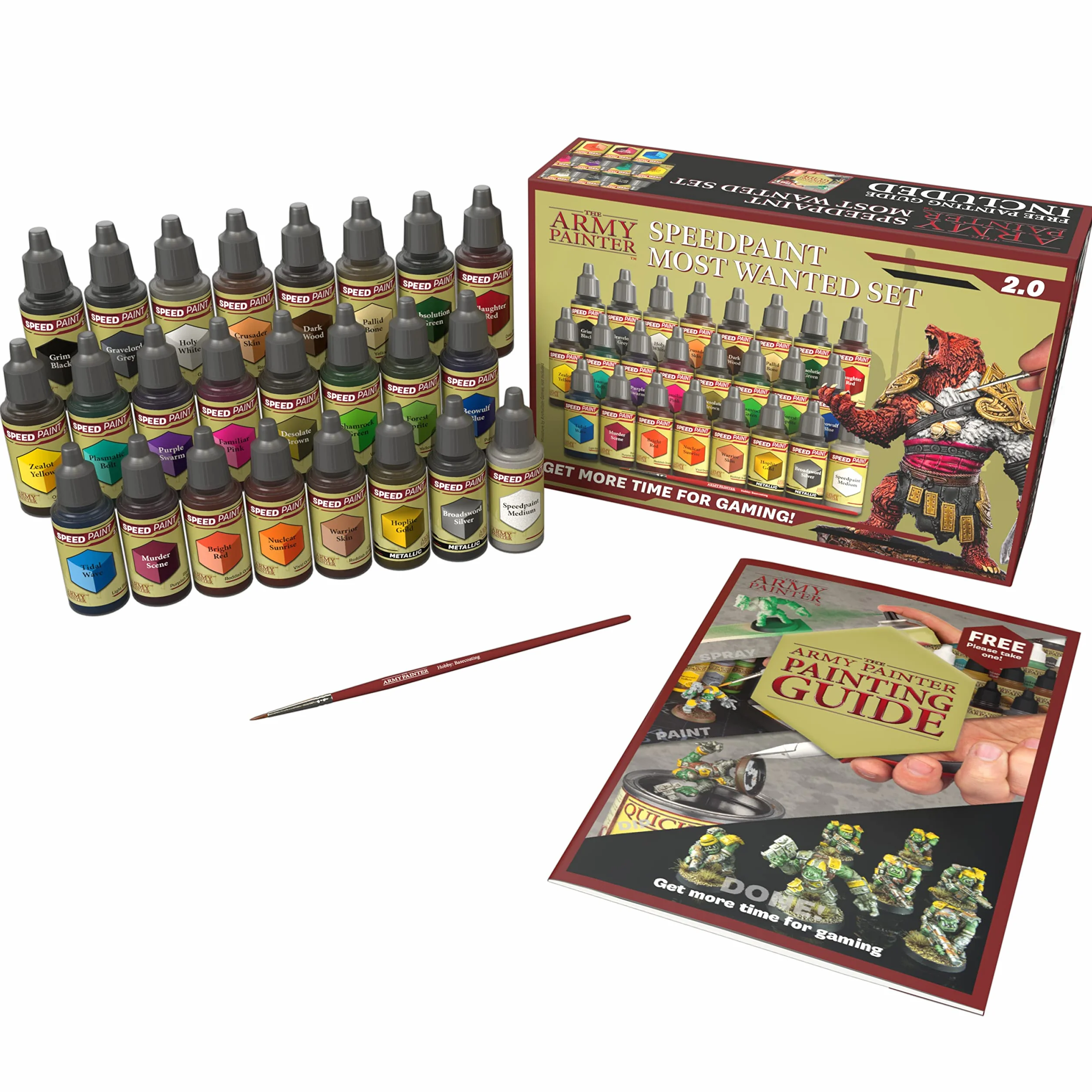 The Army Painter Speedpaint Most Wanted Set 2.0, Colori Acrilici Set Con 24 Bottiglie Da 18ml Di Gamma Di Colori Dal Speedpaint Starter Set, Incluso 1 Pennello Base Per La Pittura Di Miniature D&D