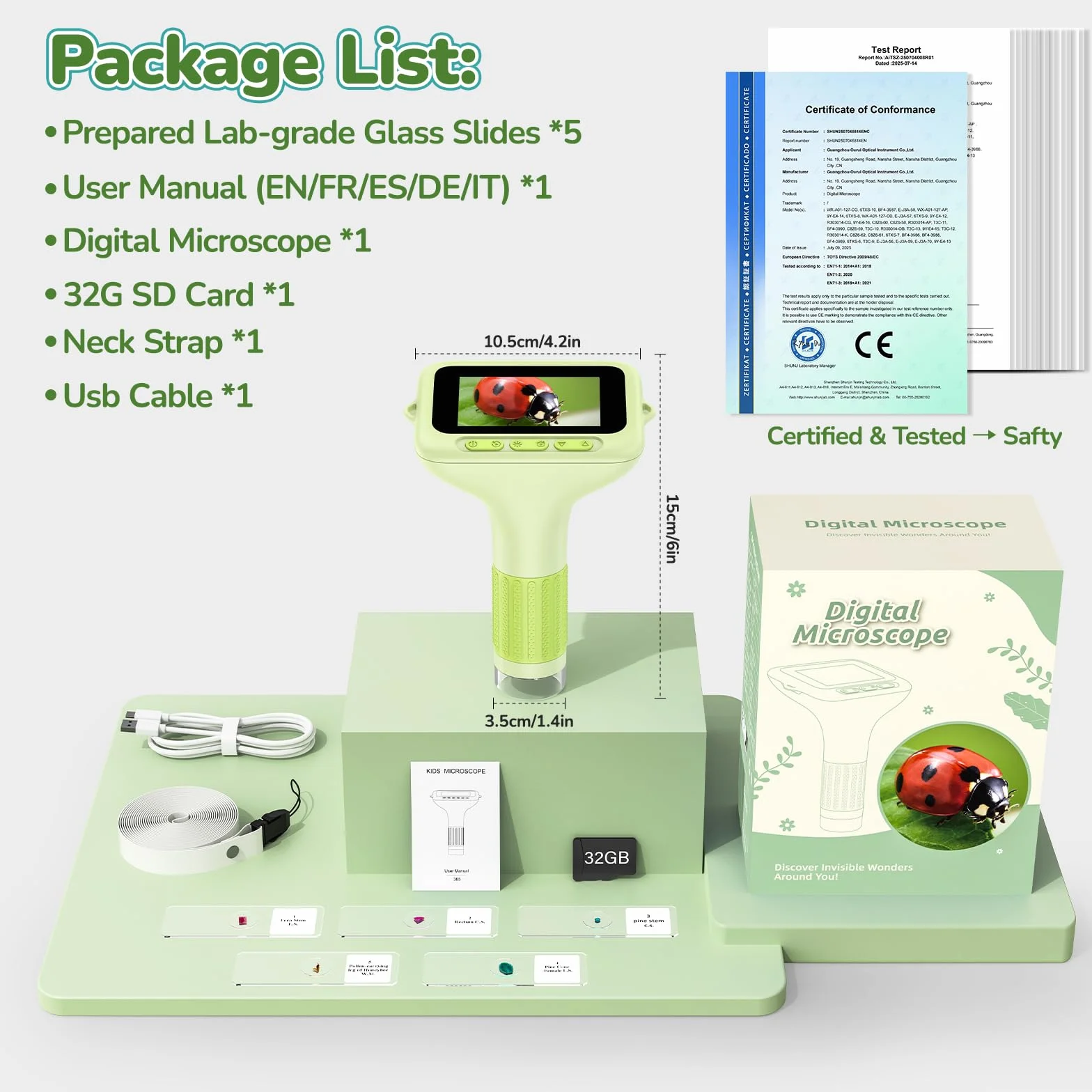 Microscopio Digital con Schermo da 3,0" per Bambini: Mini Microscopio Portatile Ricaricabile 1000X, Lente d'Ingrandimento 4K per Monete e Gioielli, Giocattolo Educativo STEM, Regalo di Natale per
