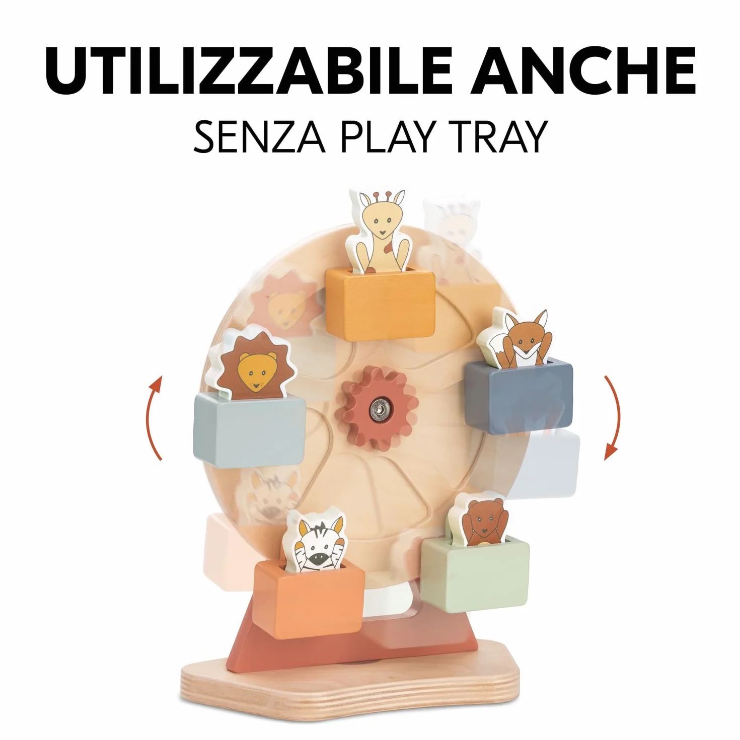 Hauck Play Fun Fair S Ruota Panoramica Gioco Neonato - Combinabile con Vassoio hauck Play Tray per Seggiolone Pappa Alpha+, Beta+ e Arketa - Aiuta la Coordinazione Occhio-Mano, Dai 12 Mesi - Animali