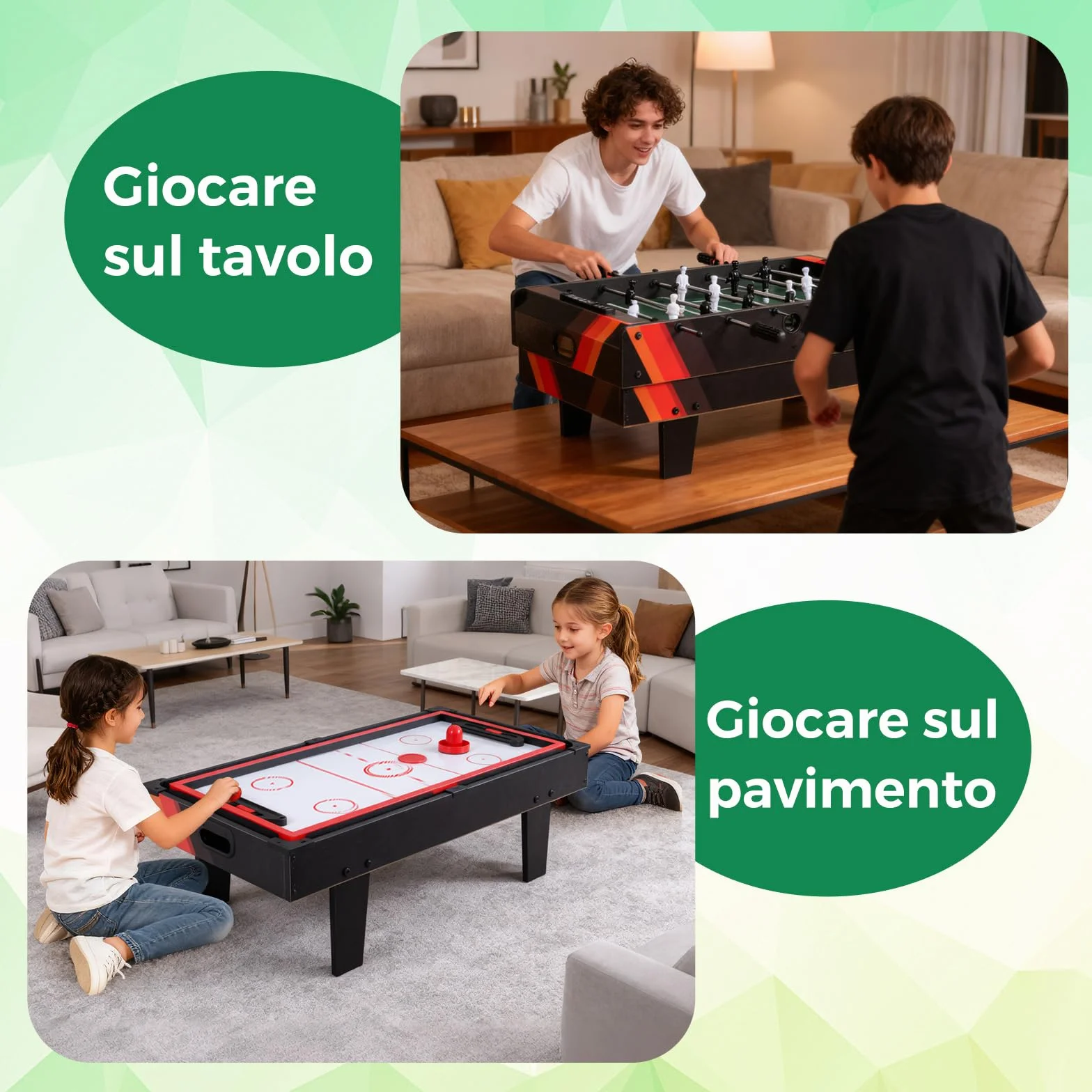 COSTWAY Tavolo Multigioco, Gioco Multifunzione 4 in 1-Calcio Balilla, Tavolo da Biliardo, Ping Pong, Air Hockey, Calcetto Multigioco per Adulti e Bambini, Casa Feste Bar (Nero)