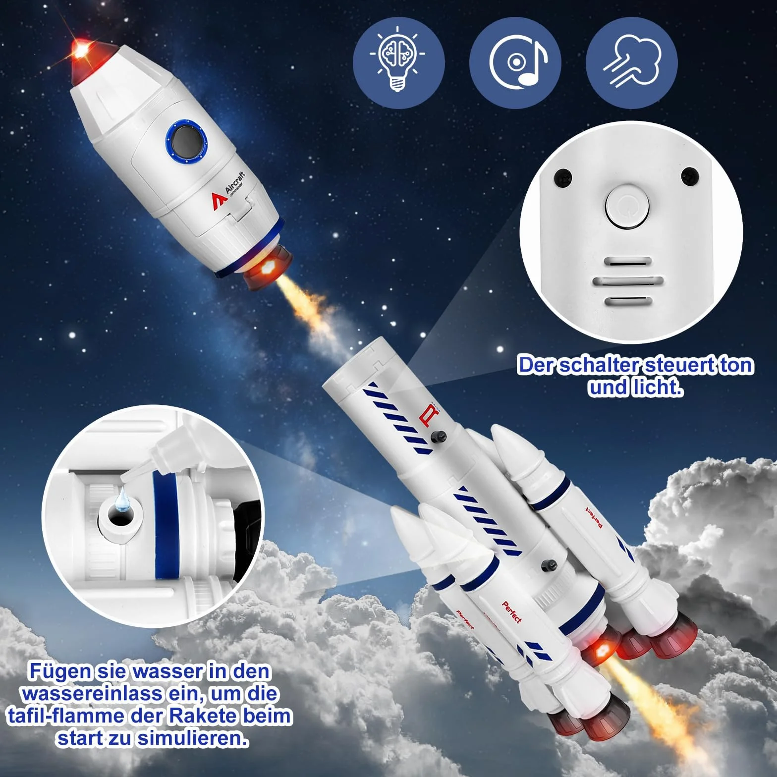 Giocattolo razzo spaziale per bambini, giocattolo navetta spaziale per bambini di 3, 4, 5, 6, 7, 8 anni, regalo giocattolo razzo spaziale per ragazzi e ragazze