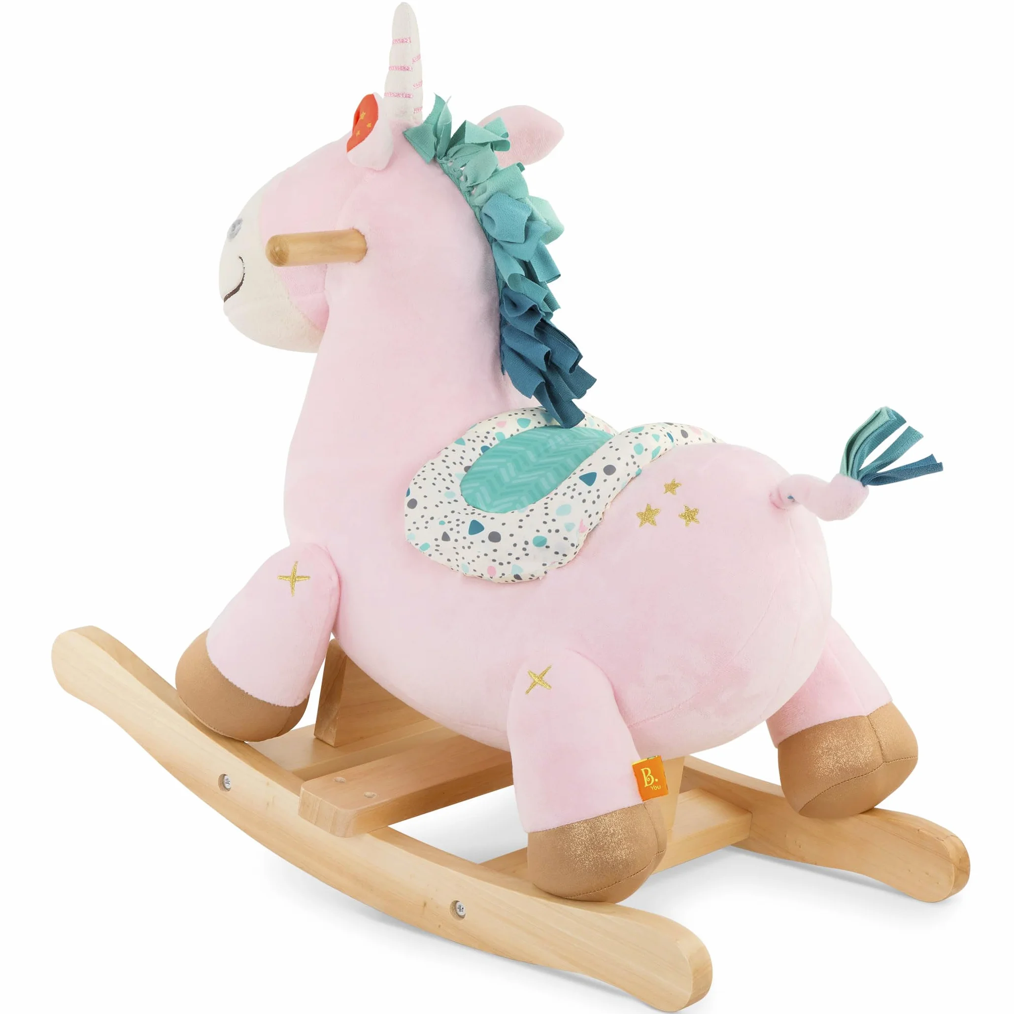 B. toys - Rodeo Rocker - Cleo - Unicorno Rocker - Unicorno a dondolo - Cavalcabile in legno - Giocattolo classico per bambini e ragazzi - 18 mesi +