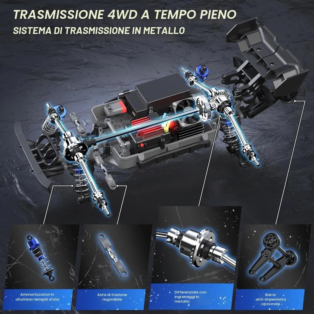 DEERC H16E Camion RC da Corsa senza spazzole, Max 70 km/h, Auto RC Veloci per Hobby 1:16 4X4 RTR per Adulti e Ragazzi, Monster Truck RC per Tutti i Terreni, Regalo per Veicoli Elettrici Fuoristrada
