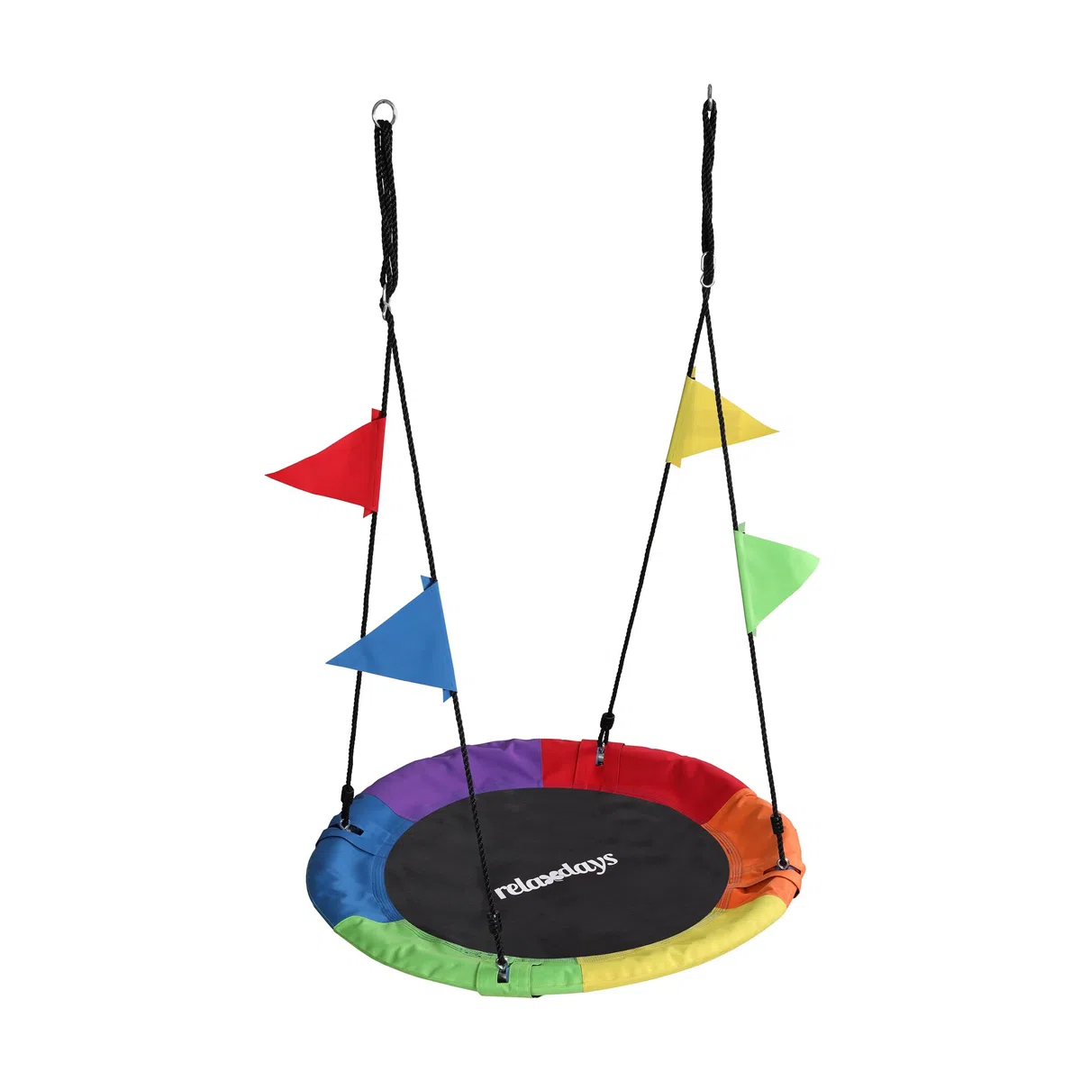Relaxdays Altalena Nido Suspesa Rotonda Regolabile per Bambini, Ø 100 cm, Max 100 kg, Multicolore