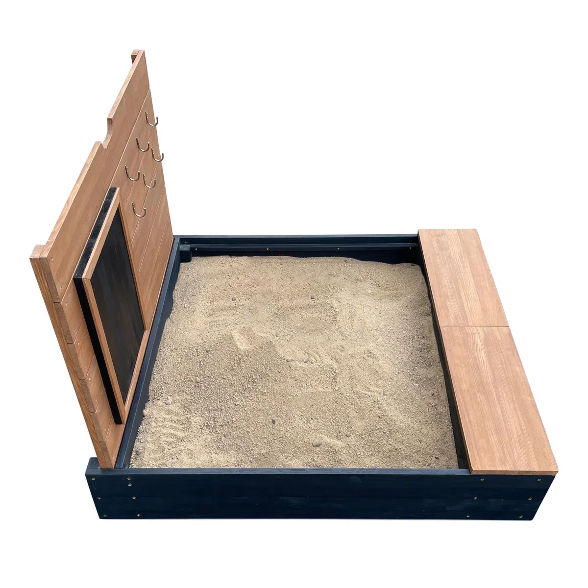 AXI | Mandy - Sabbiera con contenitore e coperchio Grigio, Marrone | Sabbiera in legno, legno di Hemlock | Facile da costruire, conservare | Da 3 anni