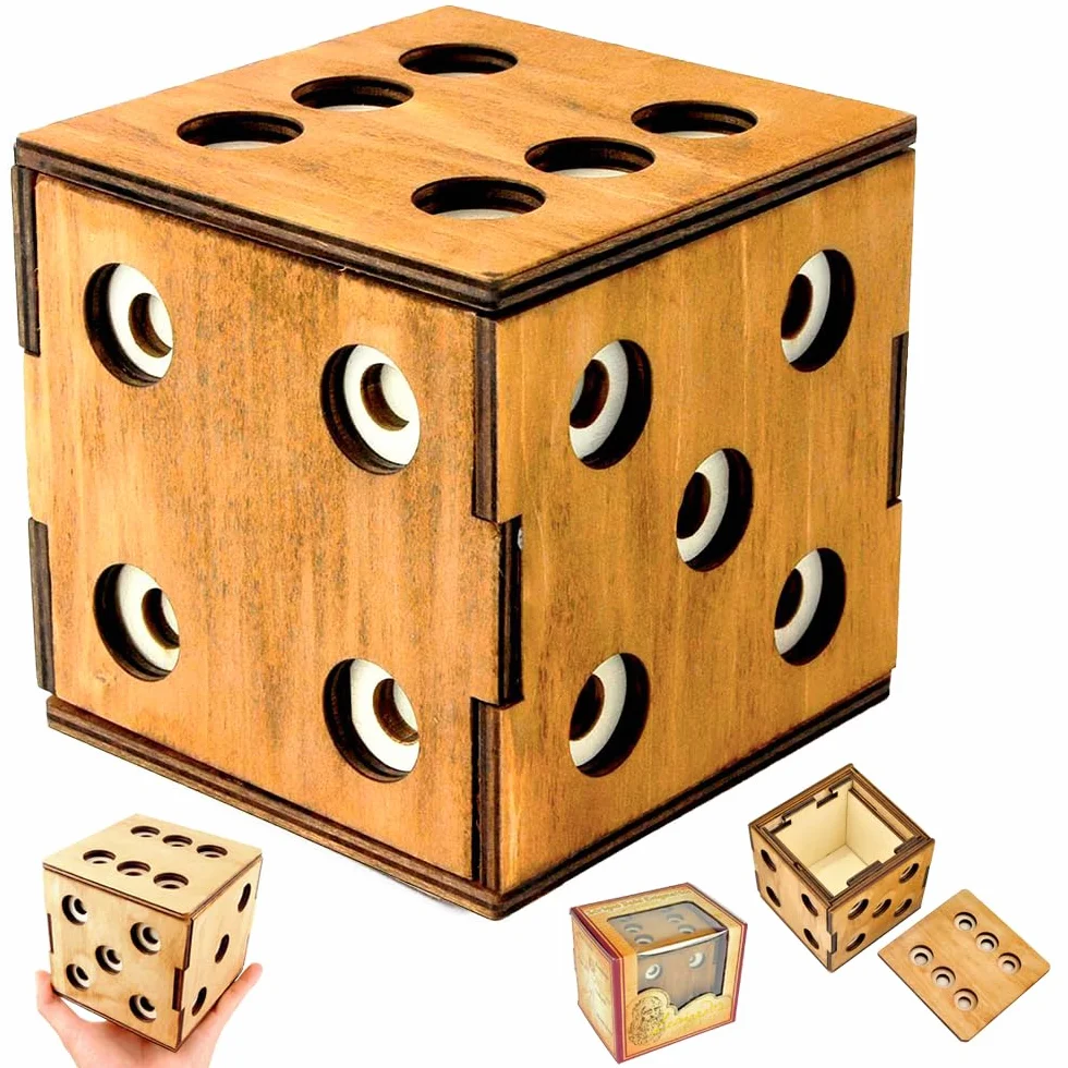 Logica Giochi - Scrigno Dado Enigmatico - Rompicapo In Legno - Scatola Segreta - Difficoltà 5/6 Incredibile - Collezione Leonardo