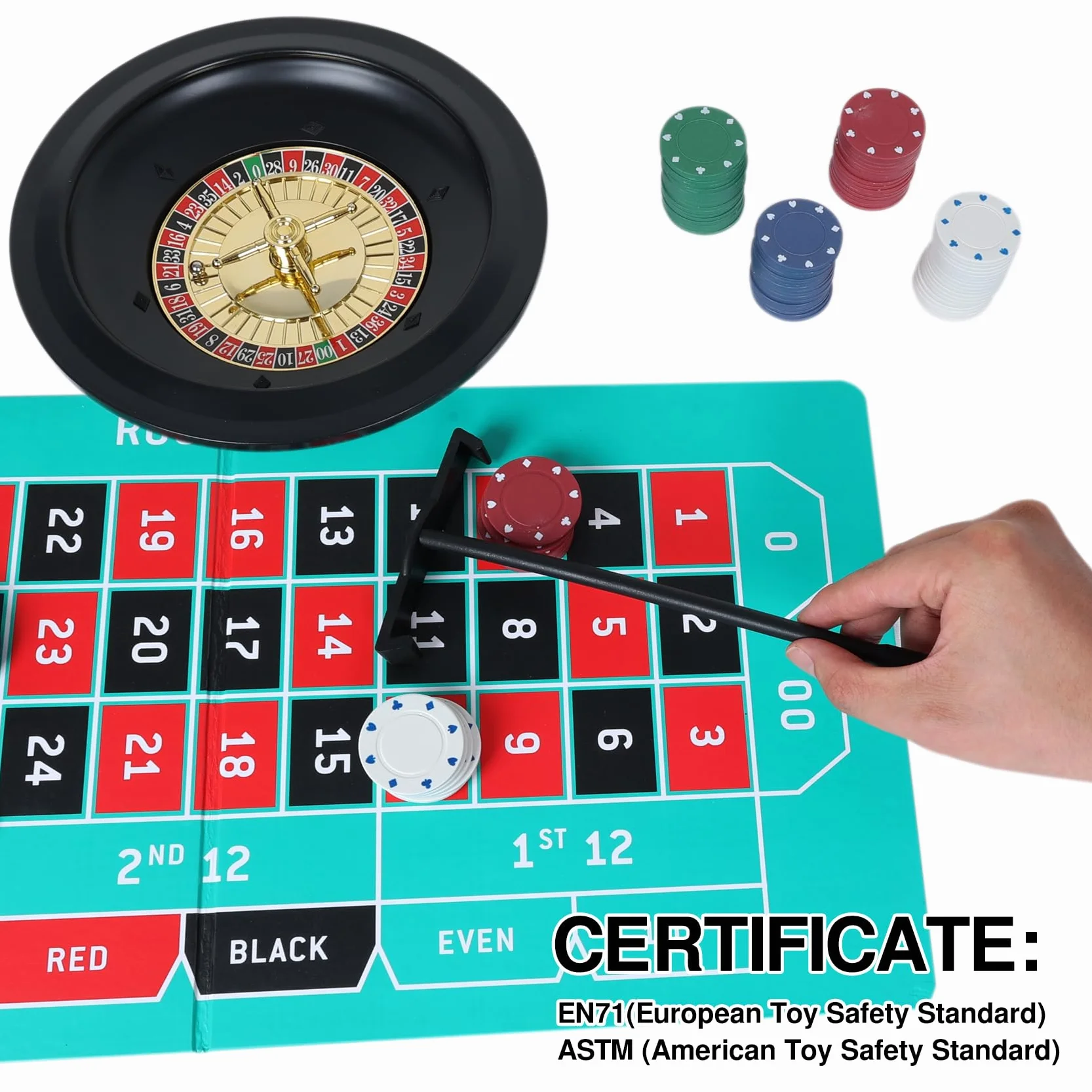 GOTHINK Set di Casinò con Roulette da 25,4 cm, 200 Carte, Strumento di Punti, 2 Palline e Gioco di Texas Hold’em – Ideale per Feste e Celebrazioni