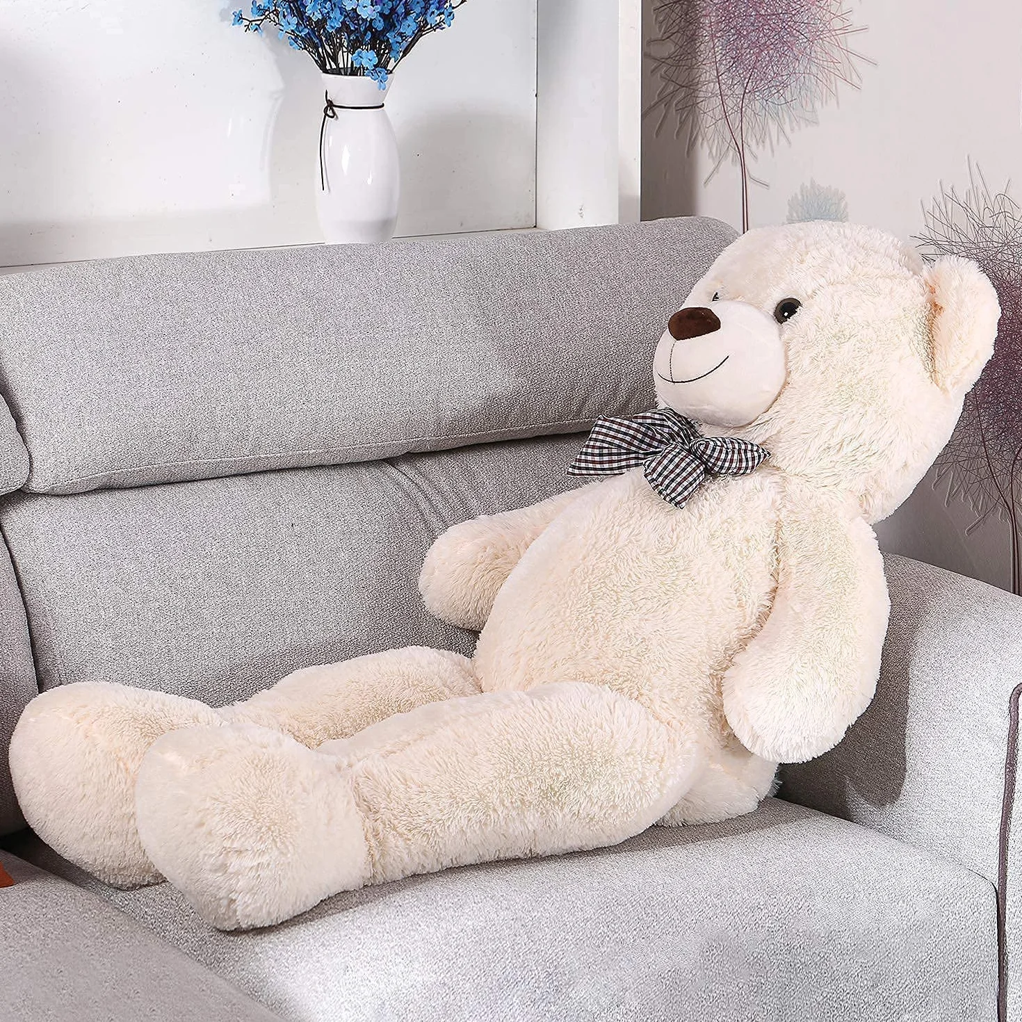 XL Orsacchiotto Orso di Peluche 110 cm di Altezza Giganti Orso Peluche per Fidanzata Teddy Bear Regalo per Compleanno Natale e San Valentino Bianco
