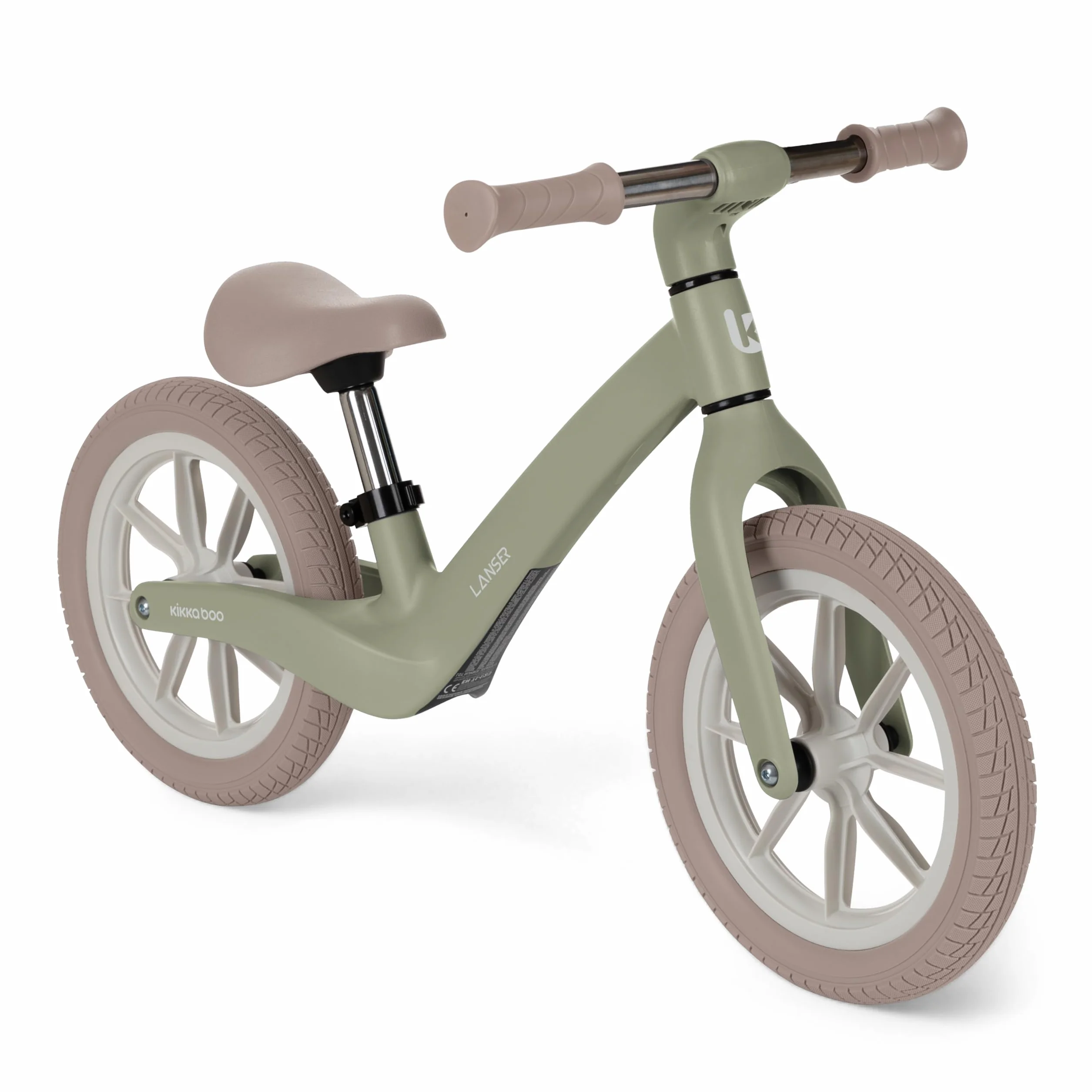 KikkaBoo Bicicletta Senza Pedali 3 Anni LANSER, Bici Senza Pedali 3-6 Anni, Pronta All’uso, Facile da Guidare e Trasportare, Aiuta l’equilibrio, Cresce Con il Bambino, Verde militare
