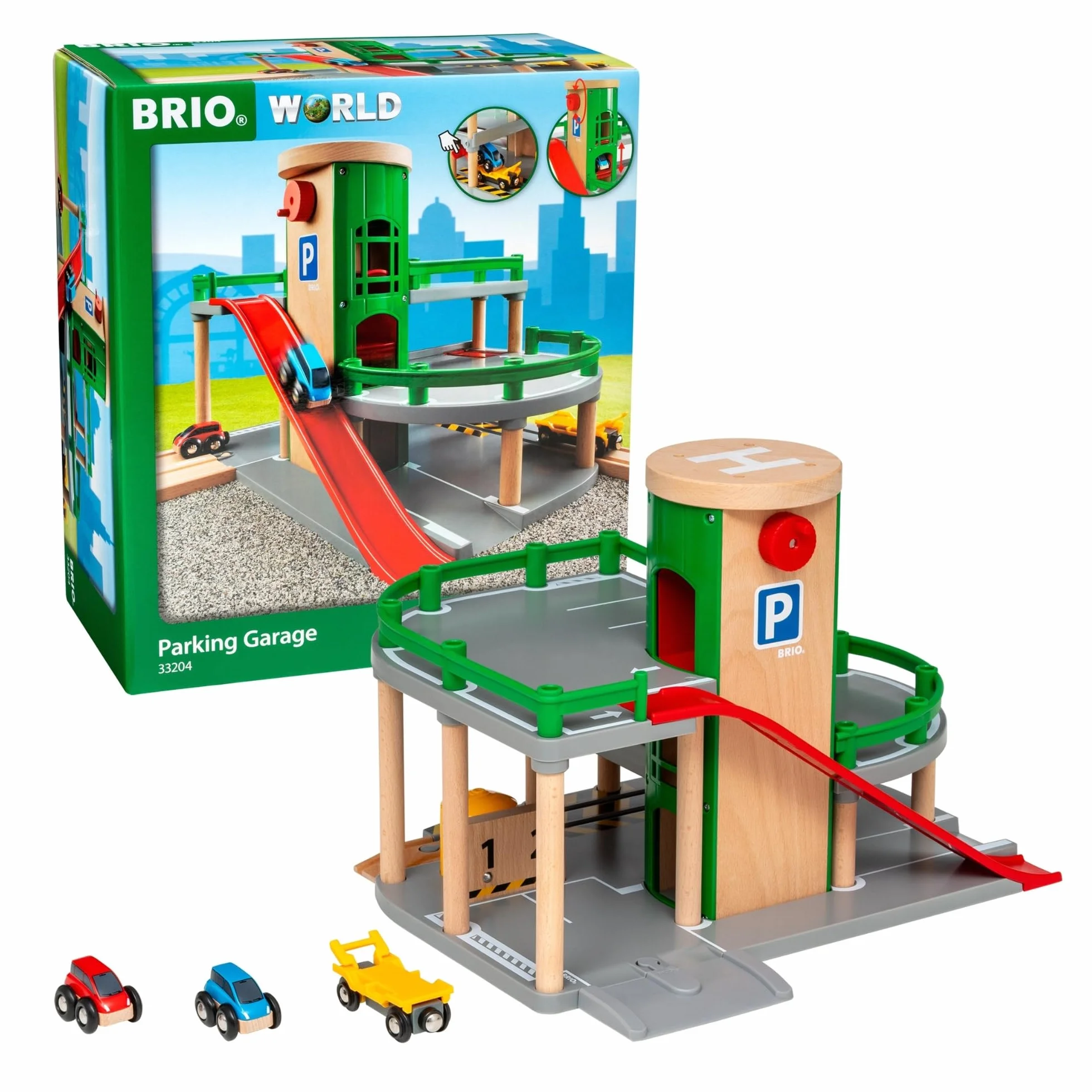 BRIO World - Parcheggio, Accessorio Pista Trenino, Set Costruzioni in Legno, Compatibile con Tutti i Prodotti BRIO, Giocattolo per Bambini 3+ Anni