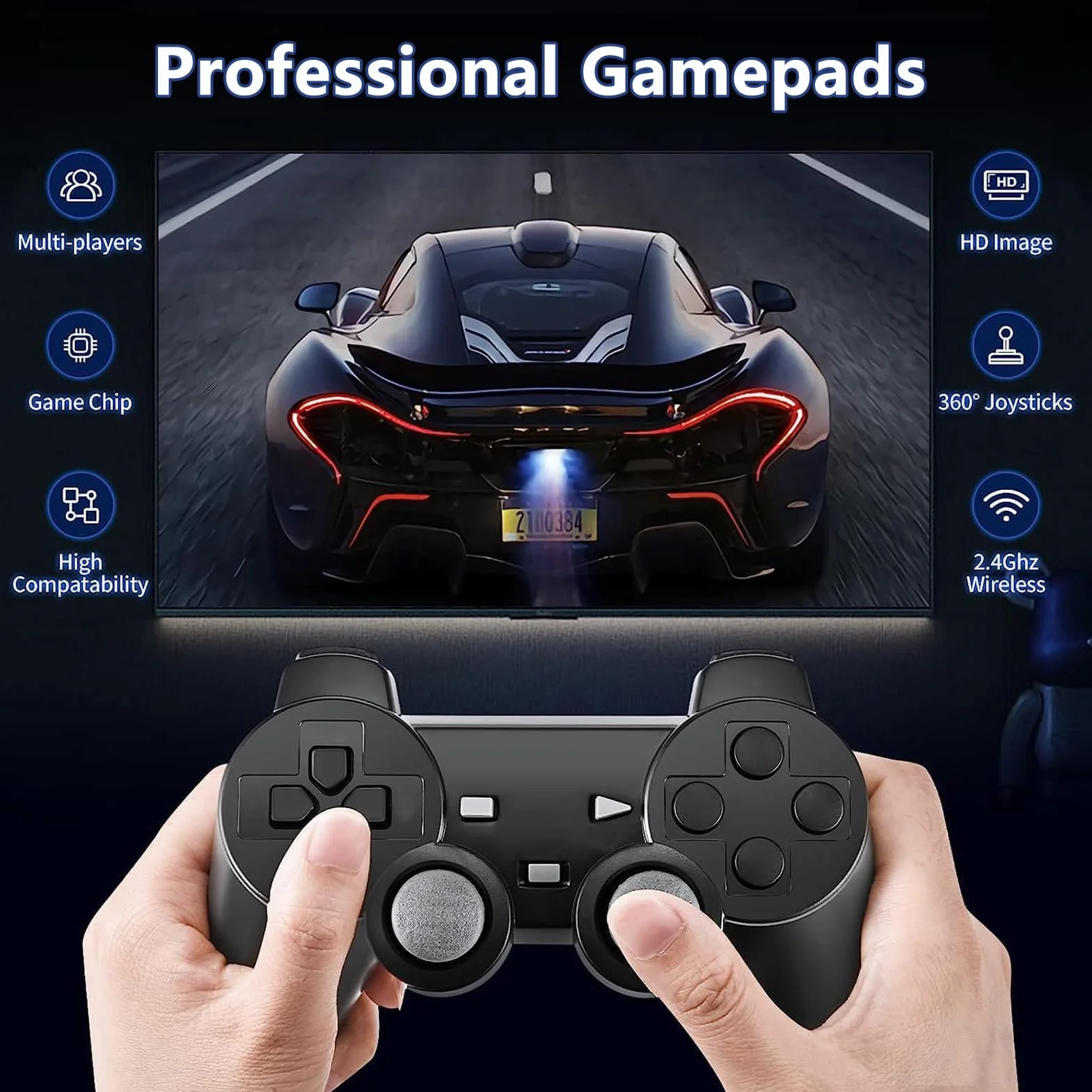 Whatsko Console per Video, 2 Controller Wireless, Plug and Play con Uscita 4K HD per TV, Computer e Proiettore, Regalo per Familiari e Amici