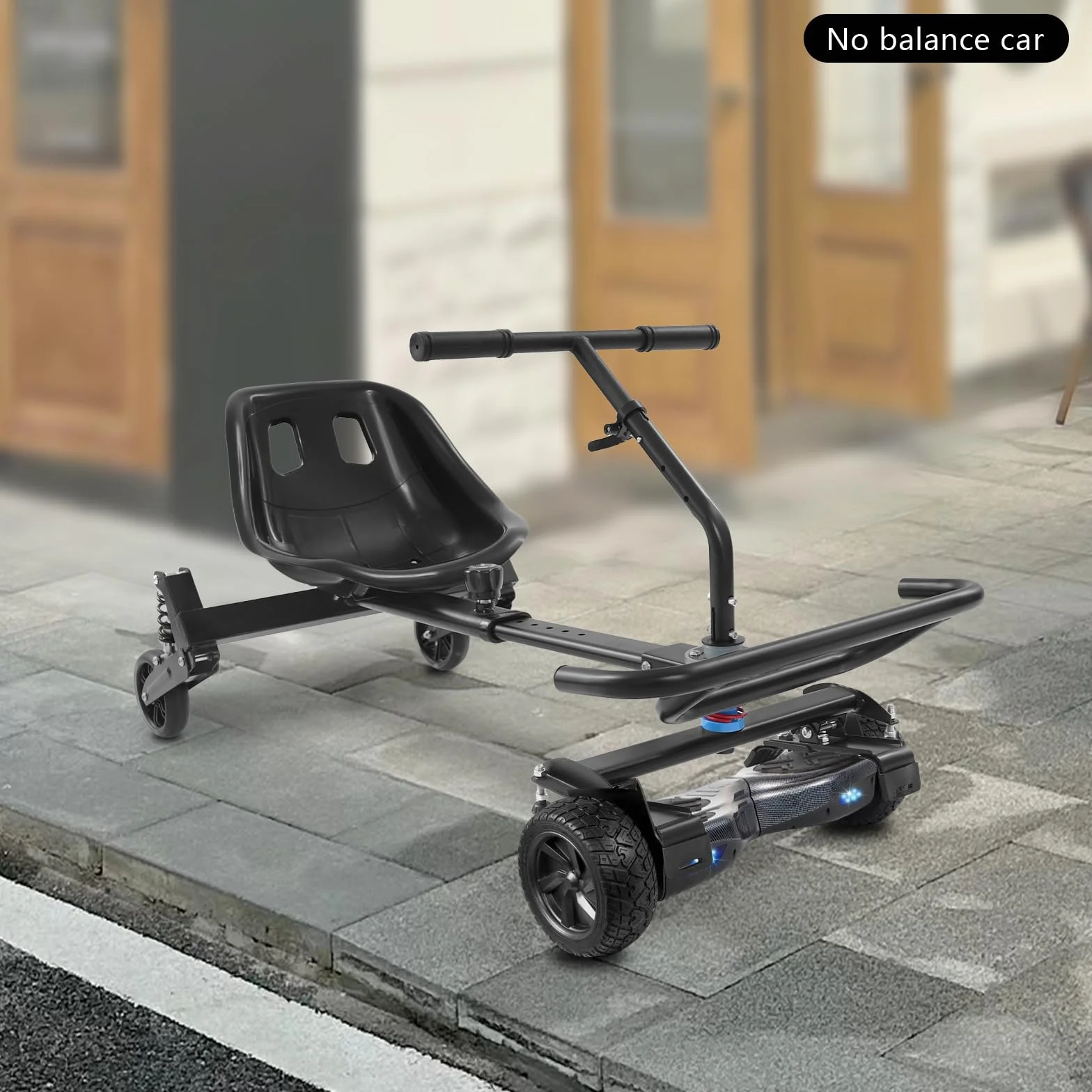 Supporto per sedile hoverboard con 3 ammortizzatori e 2 ruote luminose, set di accessori per hoverboard da 16,5 cm, 20,3 cm e 25,4 cm (nero)