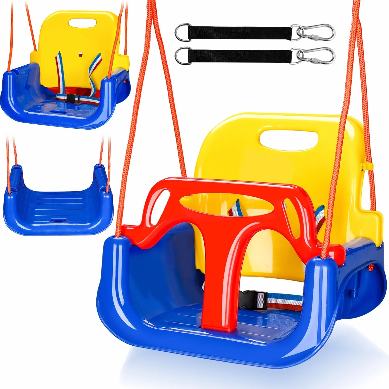 Altalena per bambini 3-in-1 fino a 50 kg, seggiolino per bambini rimovibile, regolabile in altezza, altalena per bambini a crescita graduale per interni ed esterni