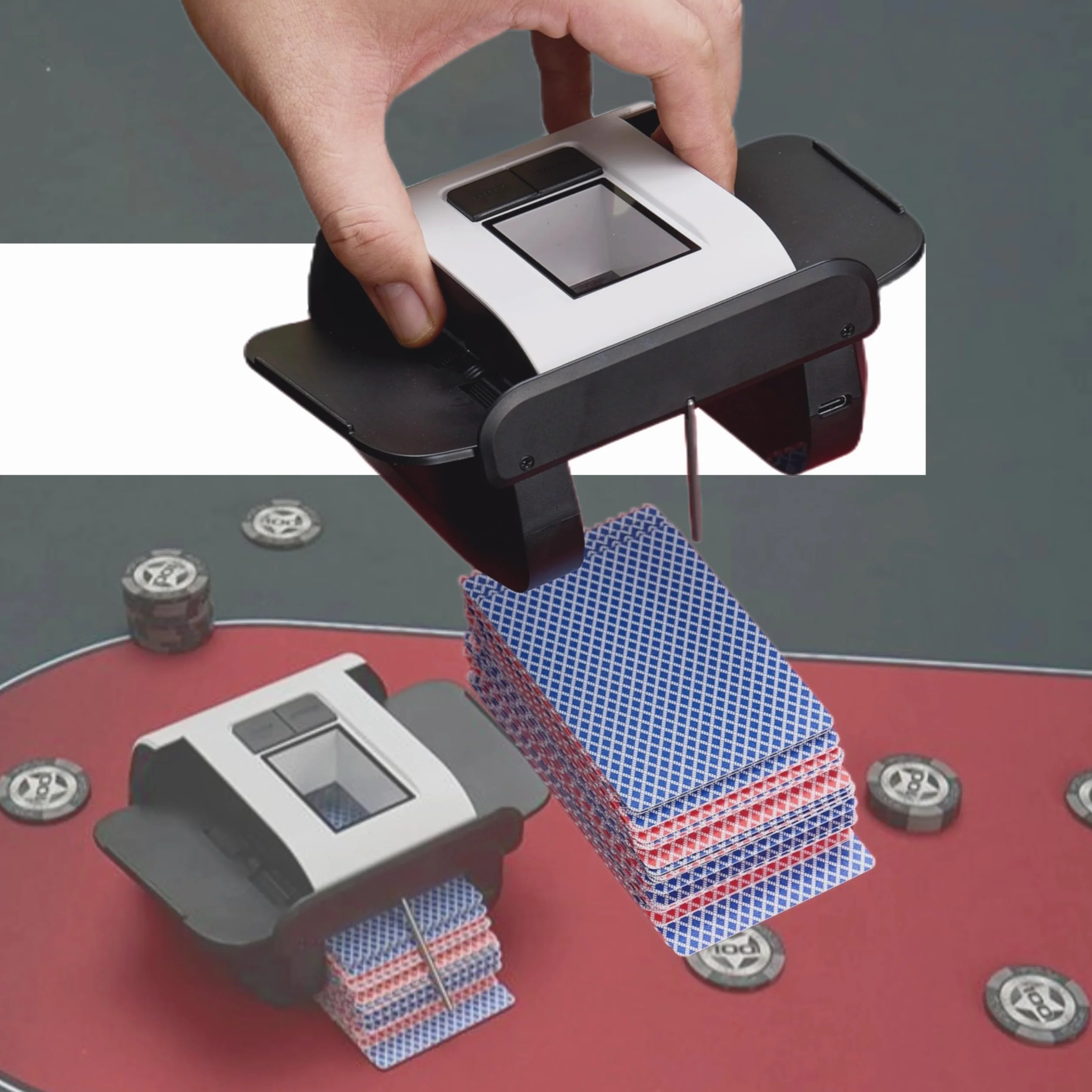 Miscelatore per carte ricaricabile, compatto, veloce e silenzioso, per schede di diverse dimensioni 2000 mAh, forte capacità della batteria Lascia la tua notte di poker ancora più emozionante