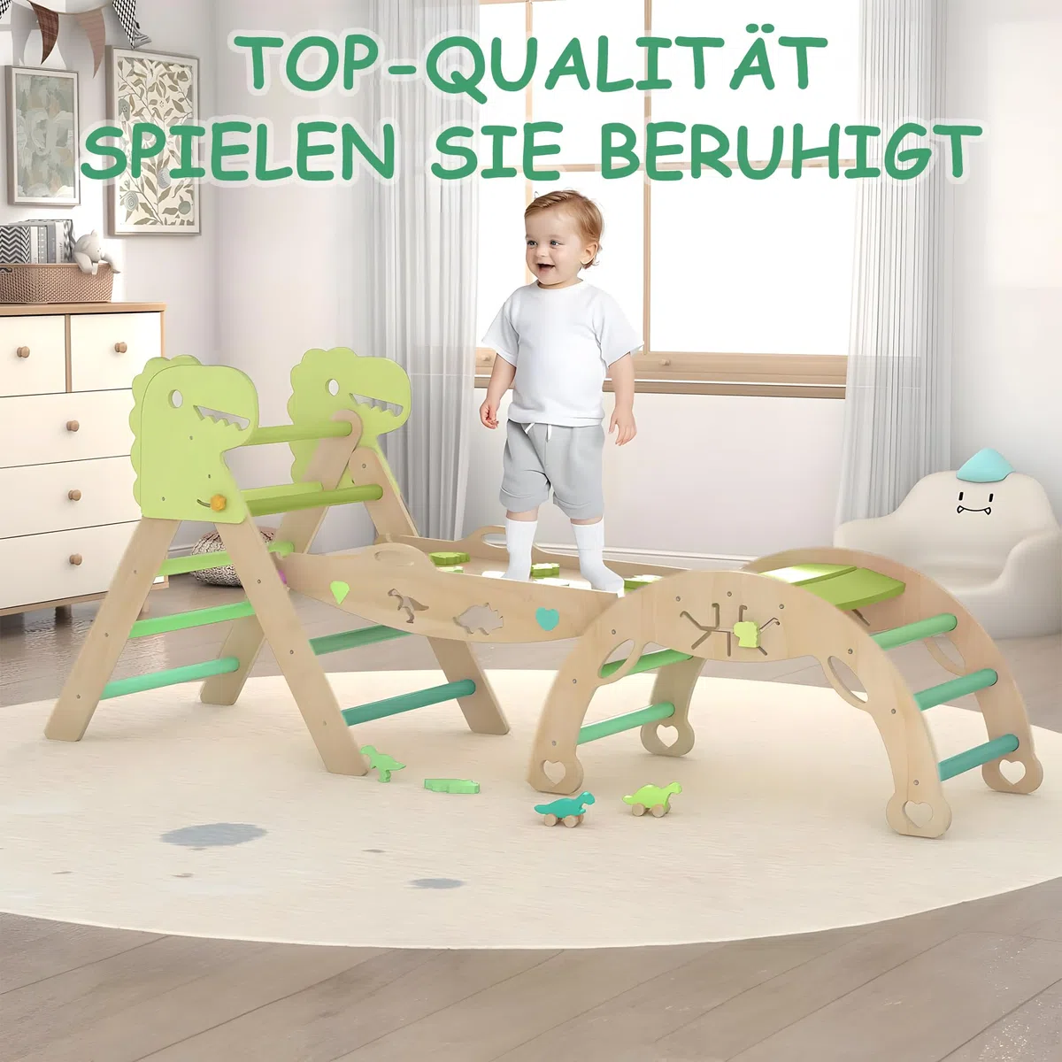 Montessori 9 in 1 Set da Gioco per Arrampicata per Bambini con Cuscino e Scivolo