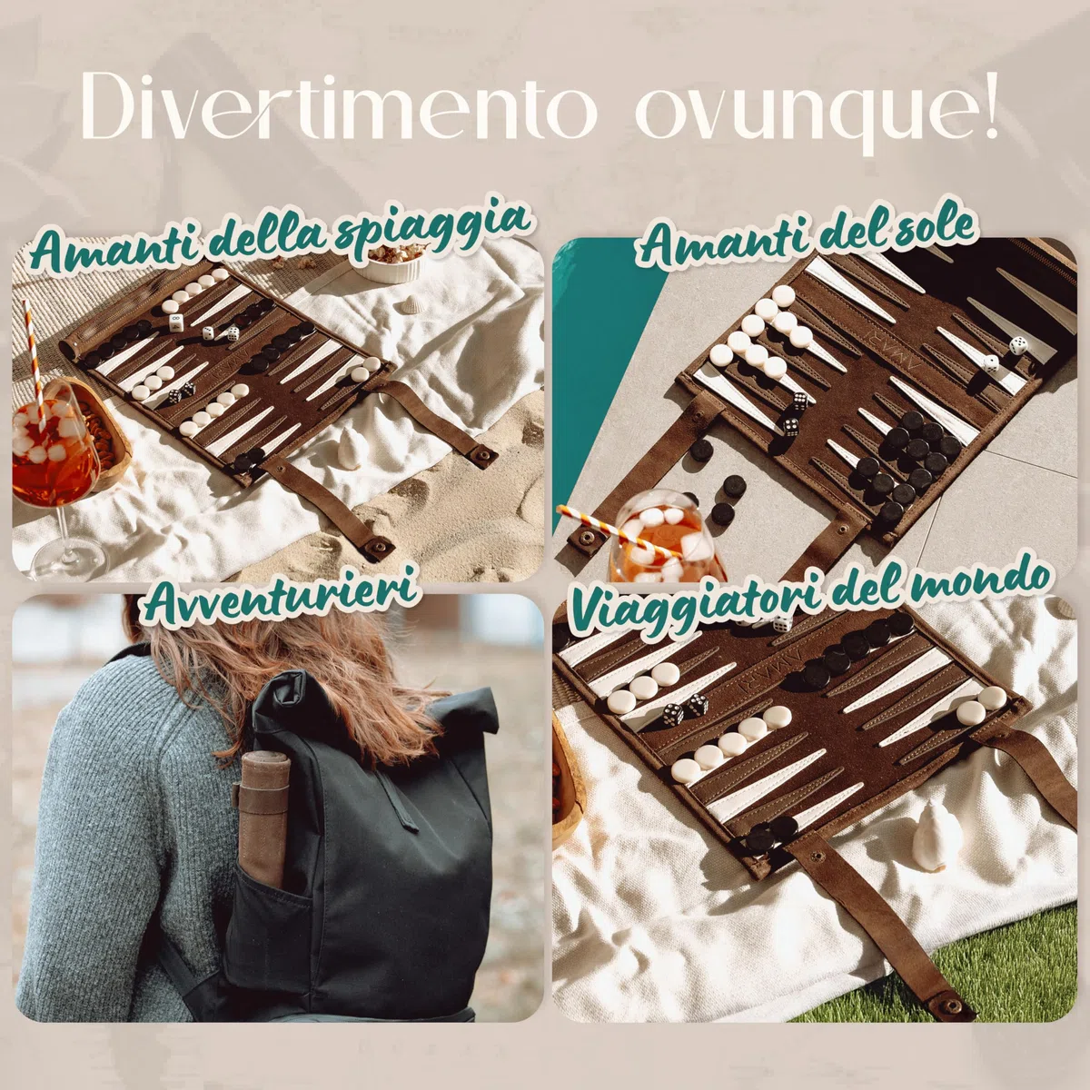 Amari Backgammon Backgammon Travel Travel Travel - Back Gammon, Set di valigie da Backgammon da Viaggio in Pelle