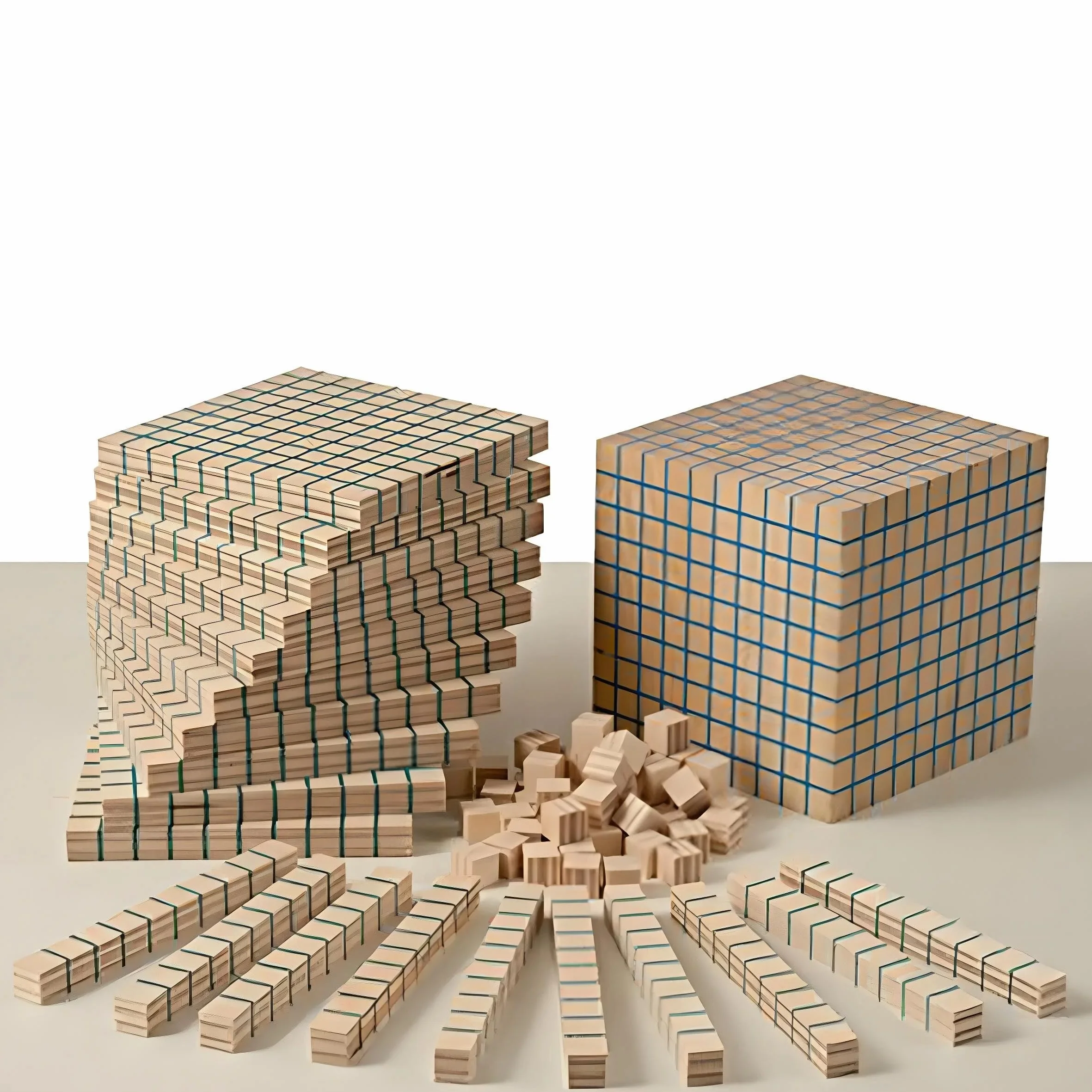 Dida – Set Blocchi Multibase Base 10 in Legno, 121 Pezzi | Unità, Decine, Centinaia, Migliaia | Manipolazione Tattile, Apprendimento Visivo | Scuola Primaria e Uso Didattico