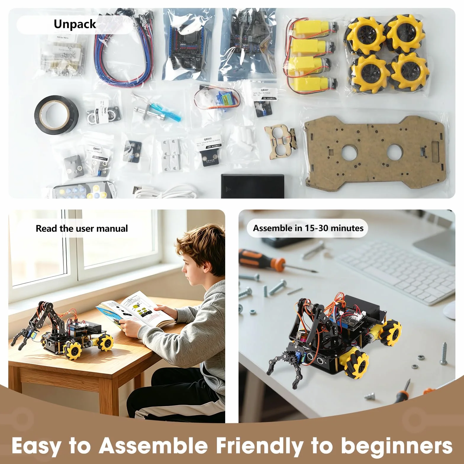 Robotica per bambini dai 8 ai 12 anni, kit di costruzione di auto con braccio robotico intelligente a 5DOF, giocattolo STEM, regalo per ragazzi/adolescenti/adulti, codifica ESP32-Arduino/Python, app e
