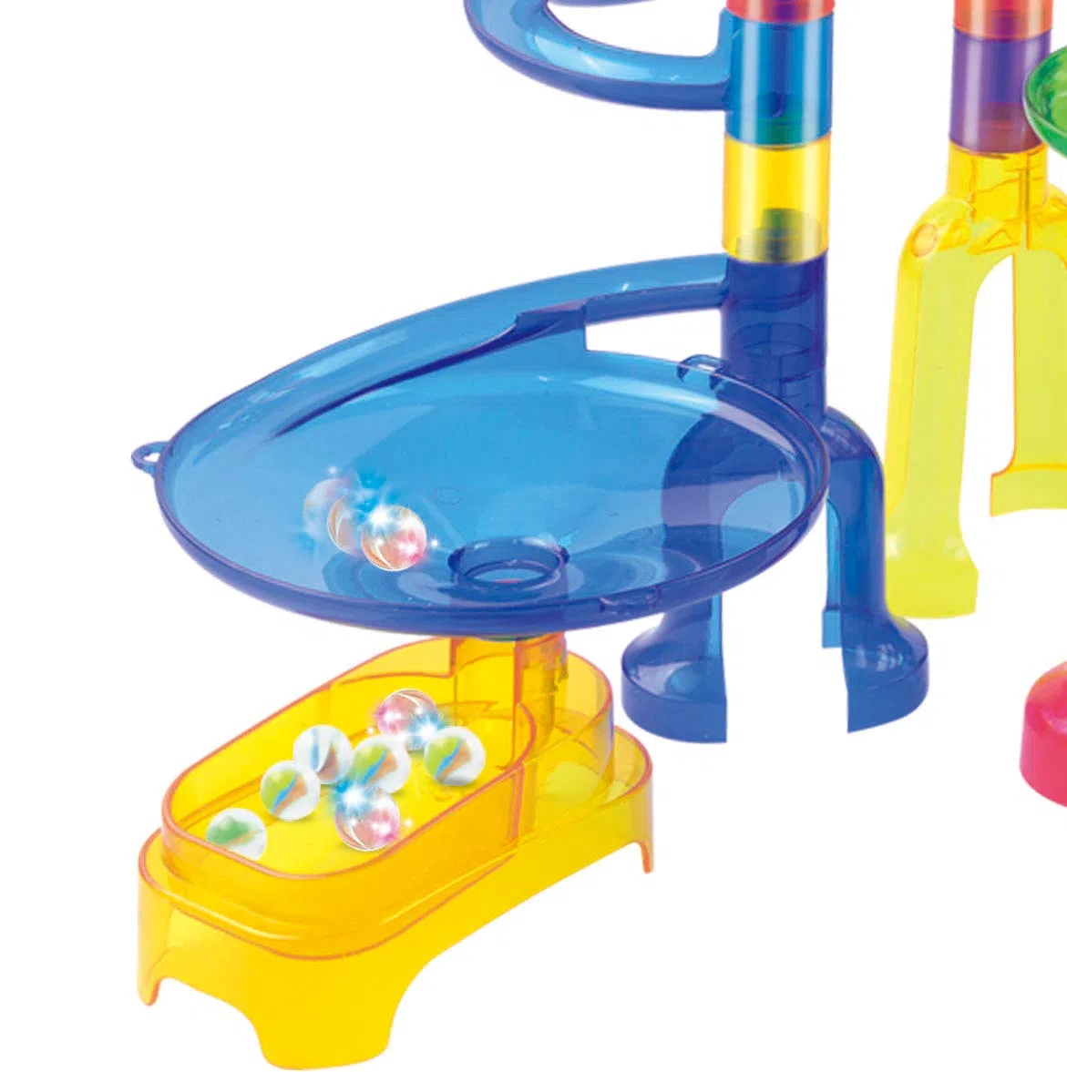 JOYIN - Set di Giocattoli in Marble Run (170 Pezzi), Giocattolo educativo per Costruzione (120 Pezzi in plastica + 50 Marmi di Vetro)