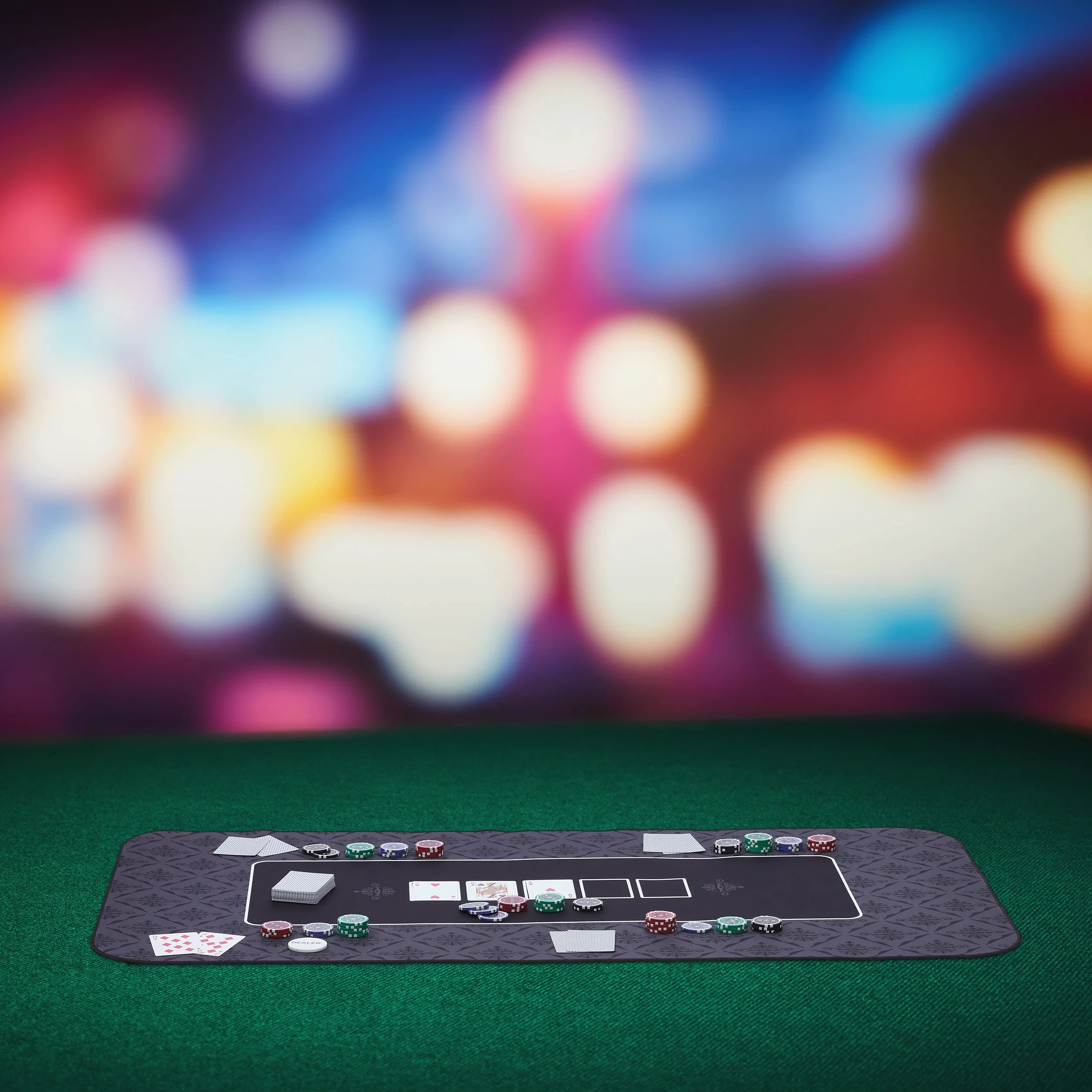 Relaxdays Tappeto da Poker 100x60cm, Tappetino Carte, Gioco Texas Holdem, Panno Rettangolare Poliestere, Antracite Nero