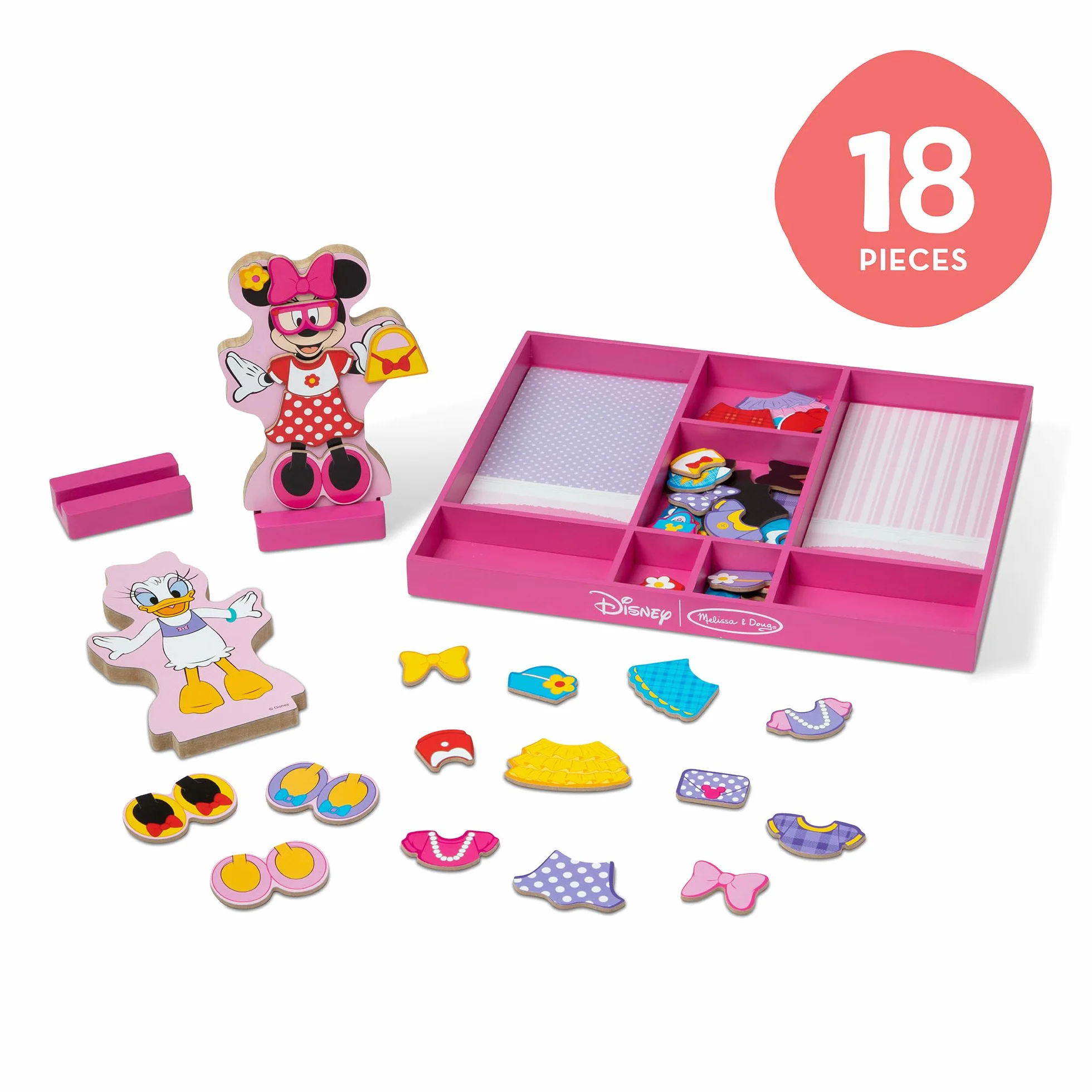 Melissa & Doug Minnie and Daisy Wooden Magnetic Dress-Up Play Set