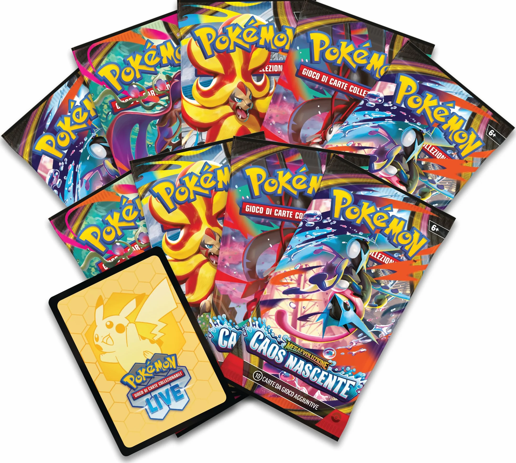 Pokémon: set Allenatore Fuoriclasse dell’espansione Megaevoluzione - Caos Nascente del GCC Pokémon (1 carta promozionale figura intera, 9 buste di espansione e accessori premium), Edizione in Italiano