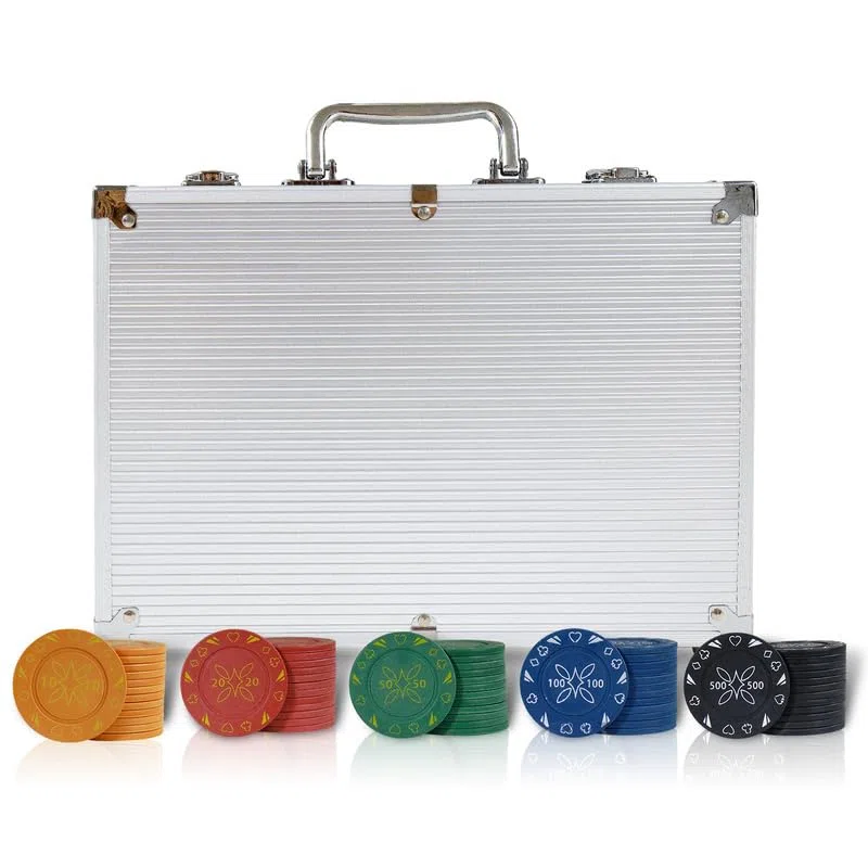 CCLIFE Set da Poker Chips 500 fiches plastica Scatola Alluminio Argento