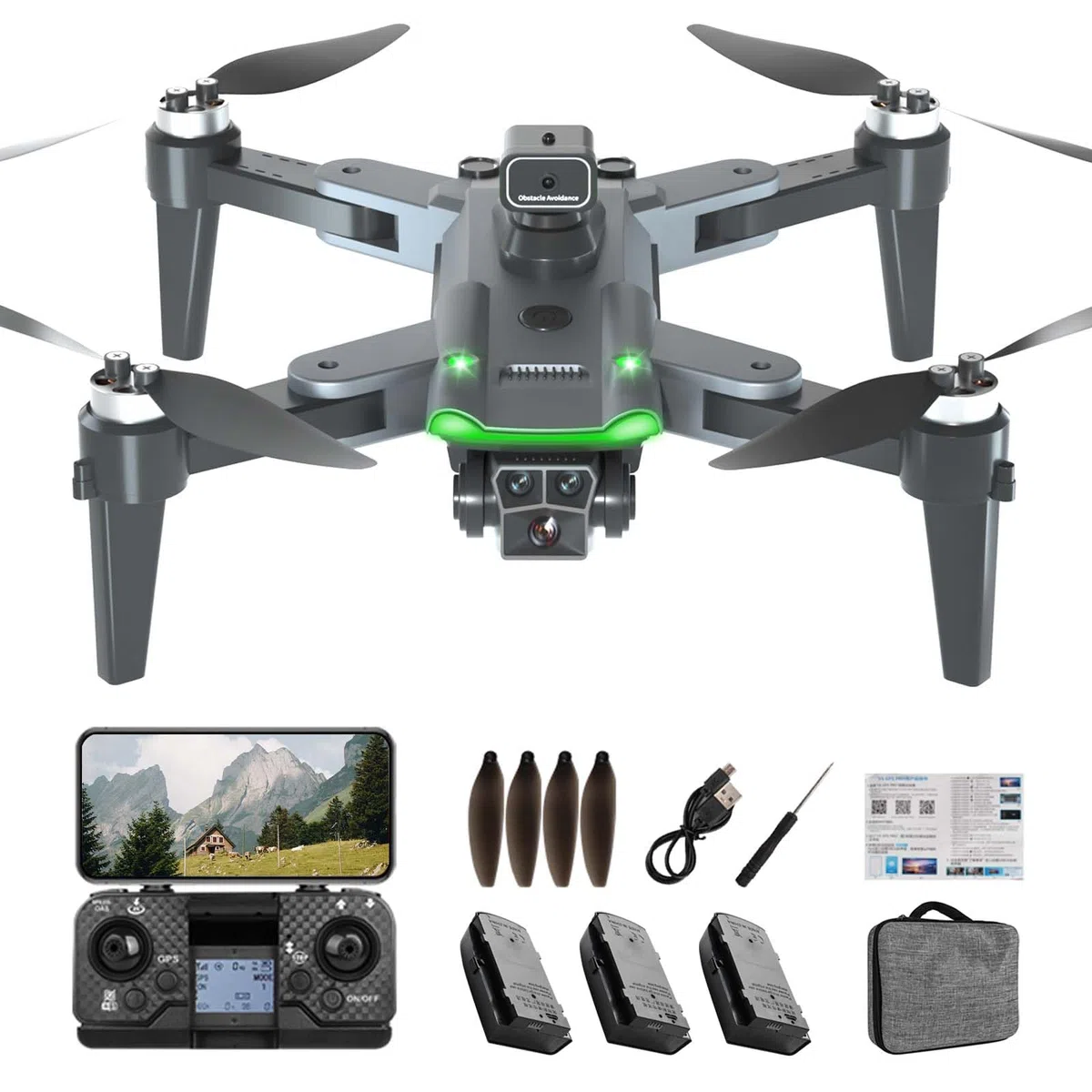 S166 Drone con Telecamera 4K Professionale, Meno di 249g, Fino a 68 Minuti di Volo (3 Batterie), GPS Rientro Automatico, Motore Brushless, Modalità Follow Me per Principianti（Nero）
