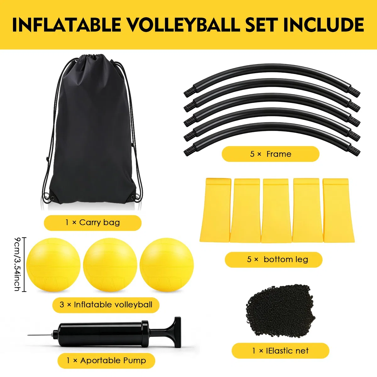 Set Roundnet Completo con 3 Palloni, Pompa, Reti e Borsa da Trasporto per Spiaggia, Giardino, Campo