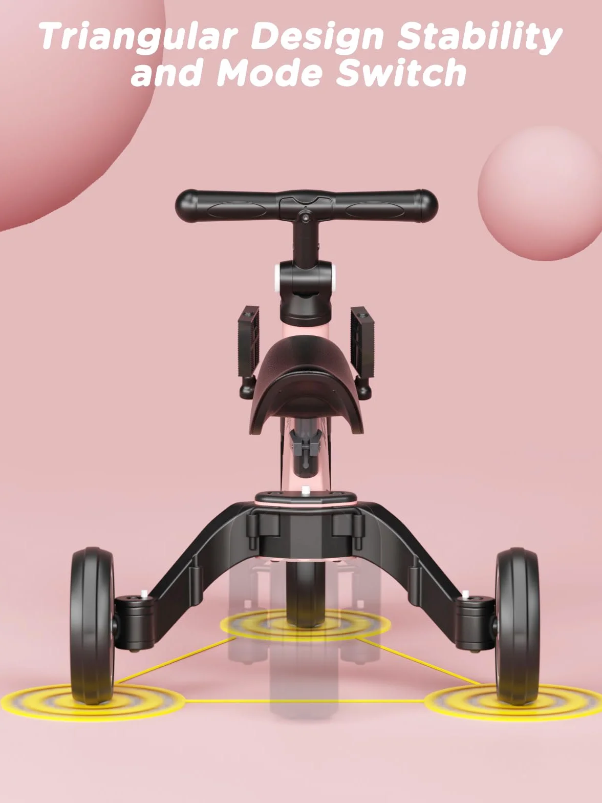 XJD Triciclo 3 in 1 per bambini e ragazze da 10 a 36 mesi senza pedali per bambini con regolabile sedile manubrio e pedali smontabili 1 anno regalo di compleanno (Rosa, 3 en 1 - Clásico)