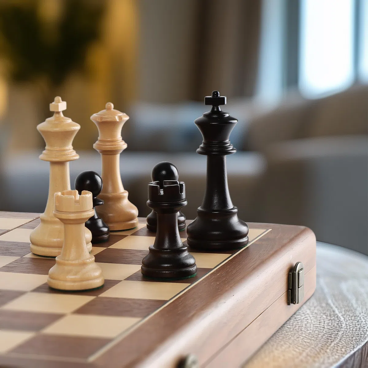 Set di pezzi di scacchi in legno - 32 figure da torneo fatte a mano in legno naturale con re da 9,5 cm - Design lusso Staunton, include sacchetto per il trasporto (senza scacchiera)
