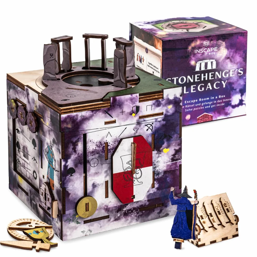 INSCAPE Cluebox Stonehenge's Legacy puzzle in legno 3D interattivo con meccanismi segreti, vivi il gioco Escape Room, ideale per gli appassionati di enigmi e gli adulti, scatola puzzle, regalo